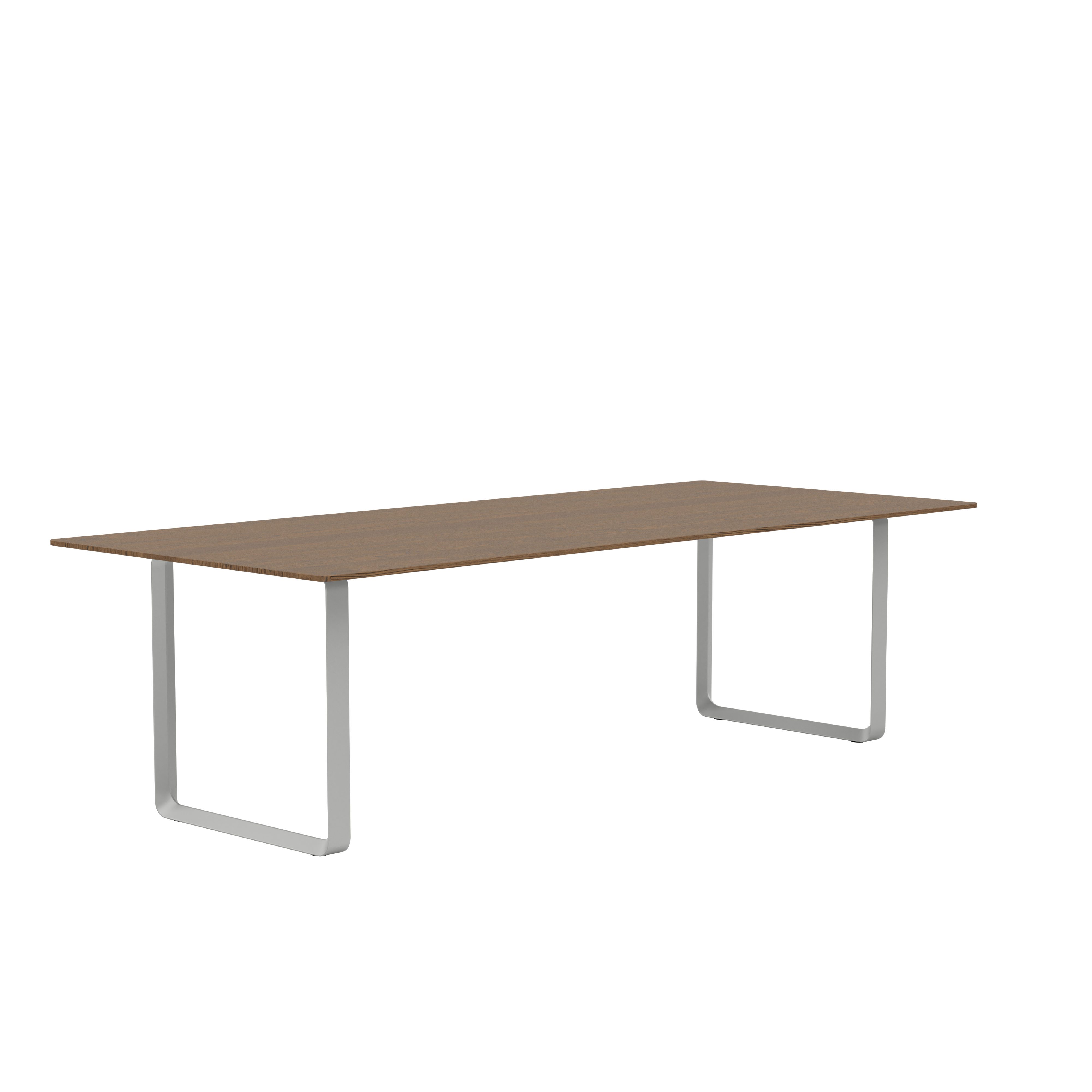 Tafel 70/70 donker eikenhout met grijze basis