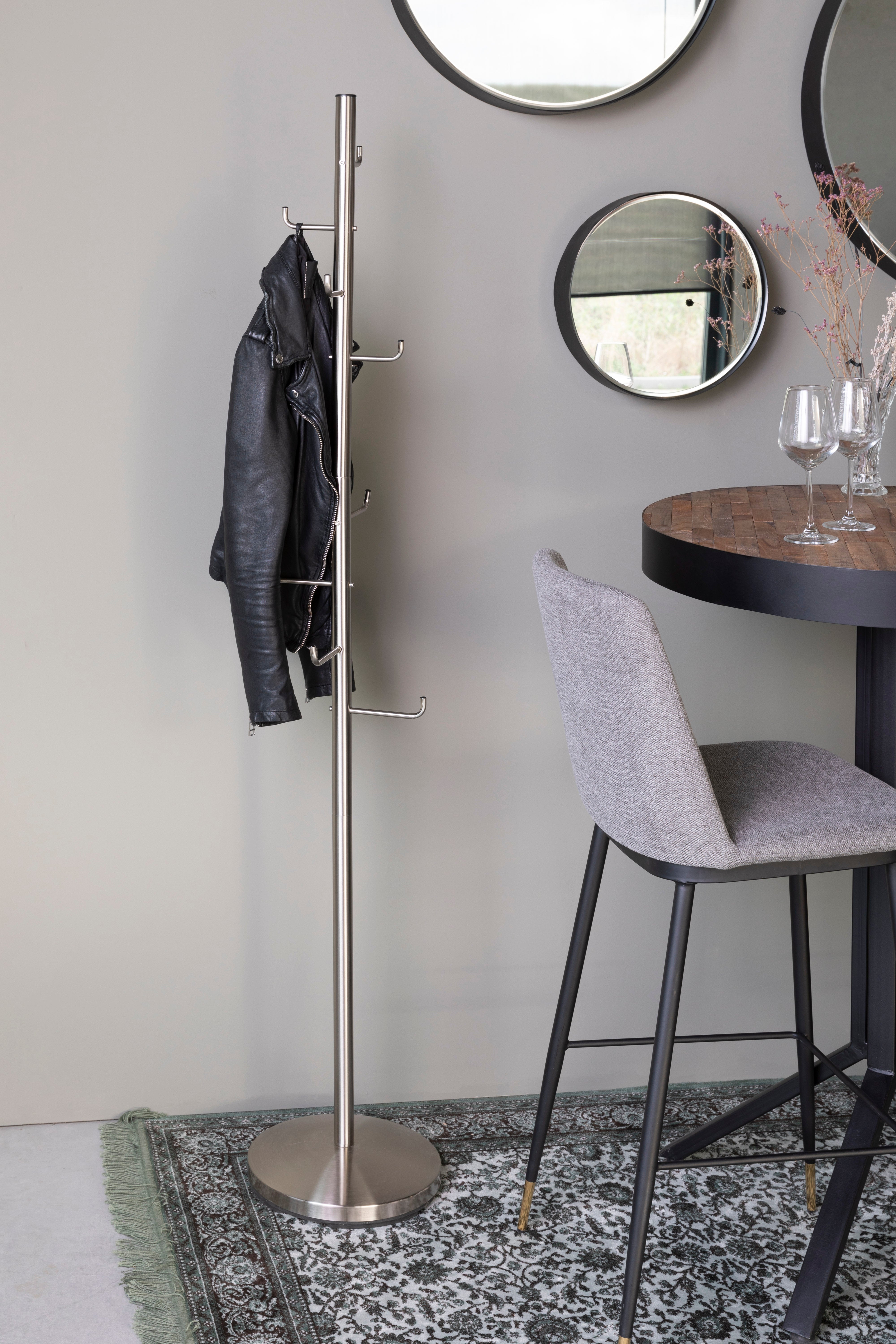 Coat Rack Hooked Satin Nickel White Label Living Eye on Design