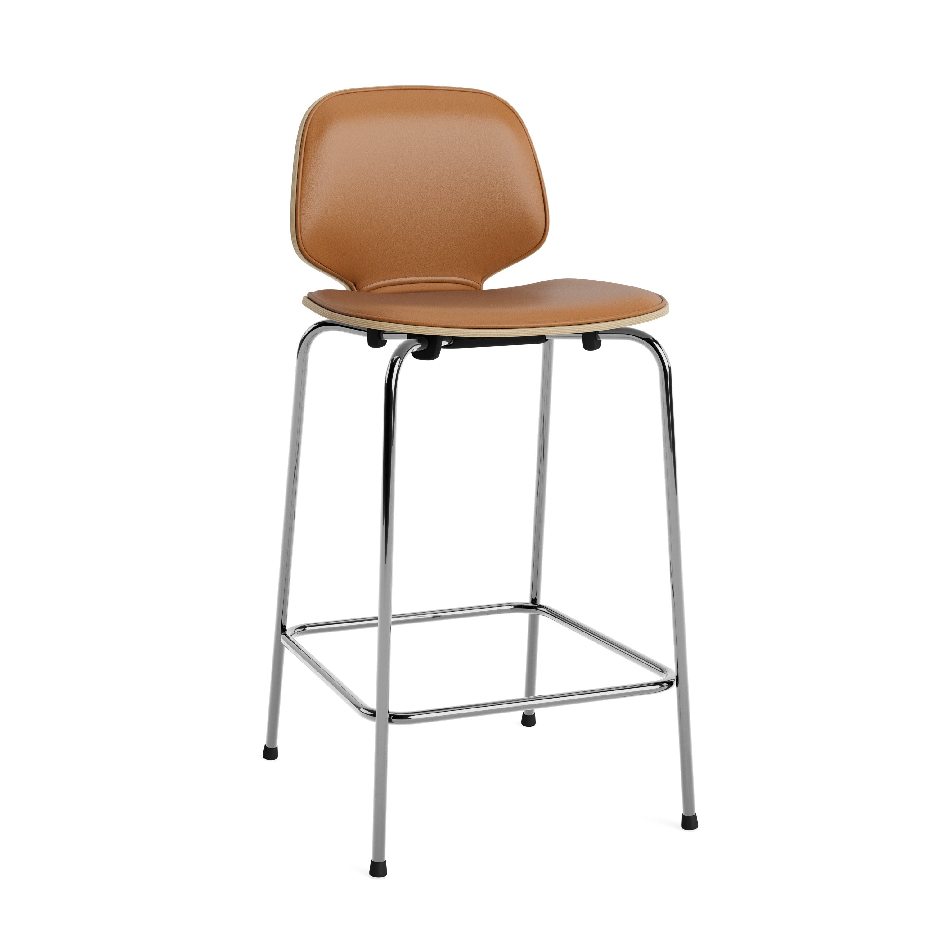 Polsterer Barstuhl mein Eichenfurnier mit einer Chrombasis