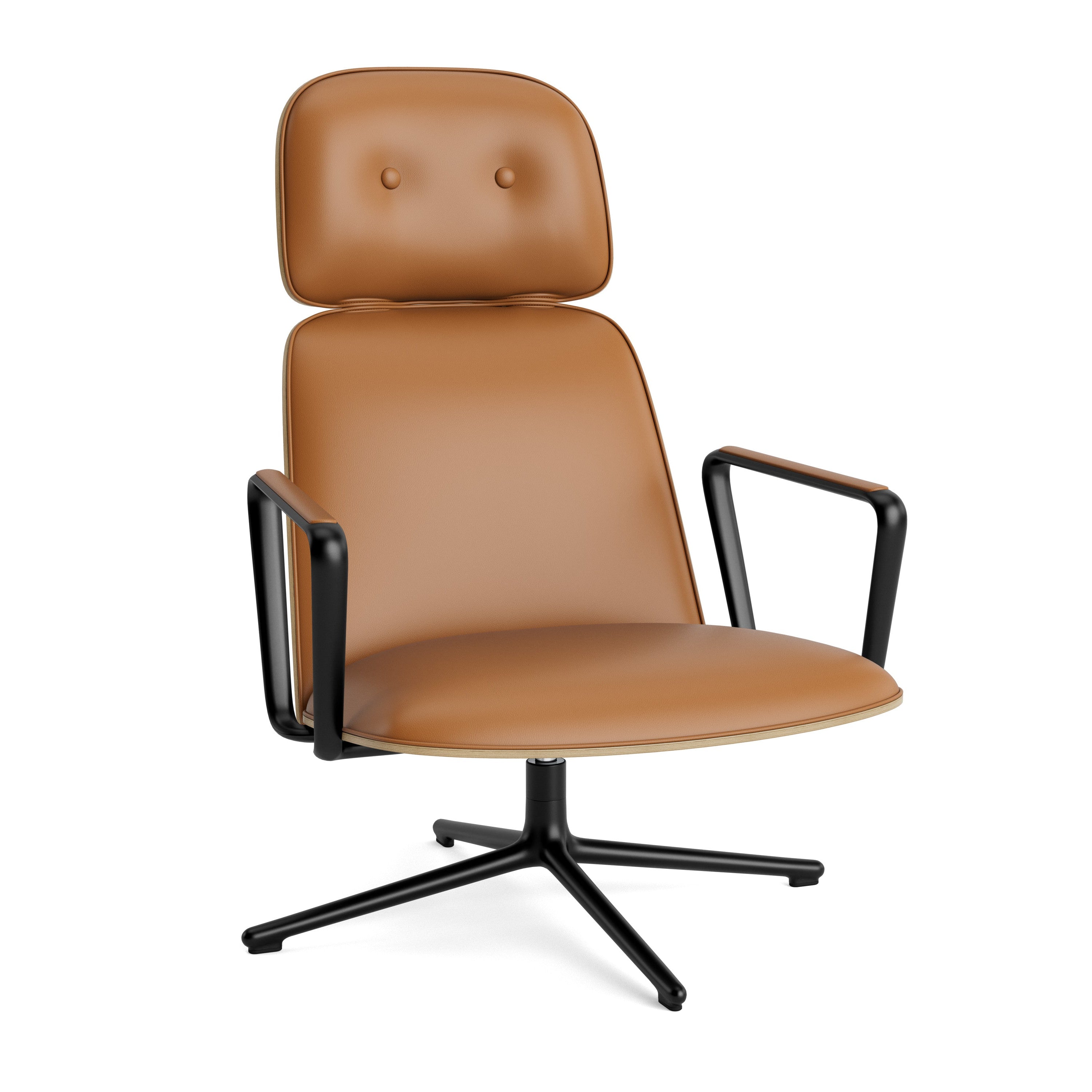 Fotel obrotowy PAD HIGH fornir dębowy z czarną podstawą – Normann Copenhagen