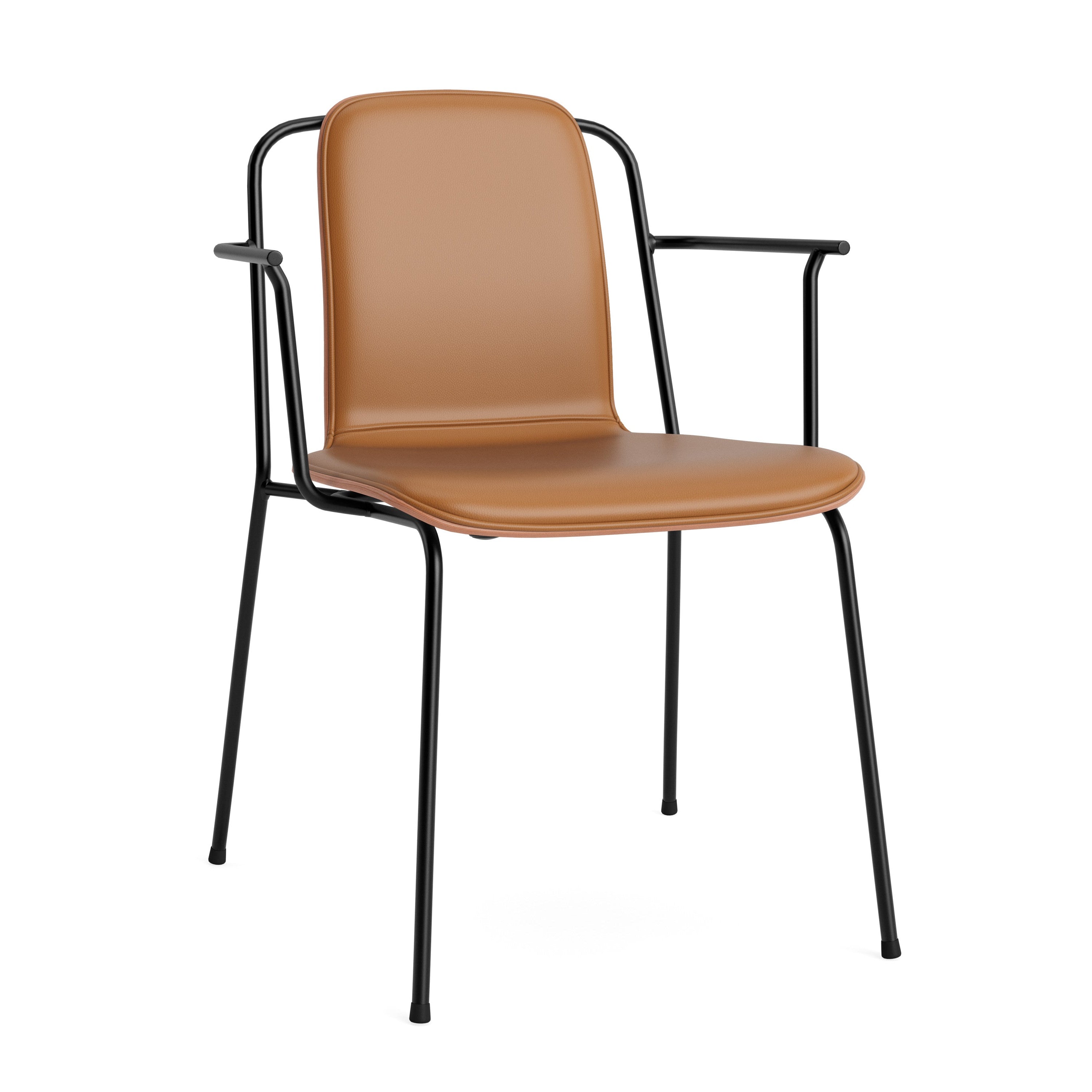 Chair with armrests Studio Upholstered front with brown ash veneer and black base