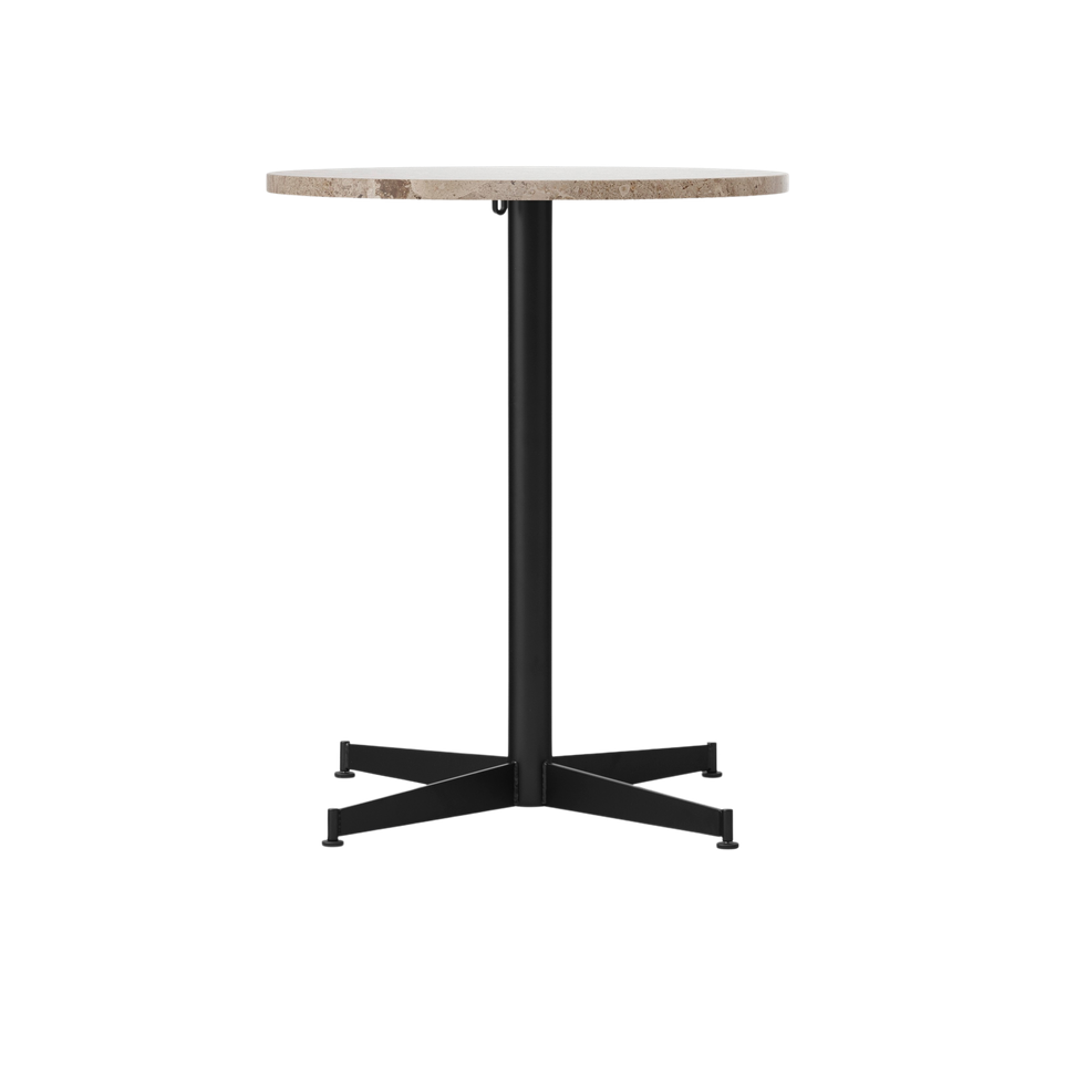 NOOK beige stone round café table with black base