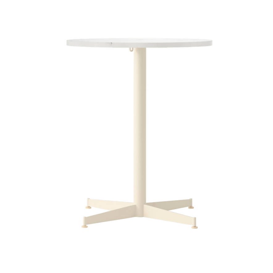 NOOK round café table white marble with cream base