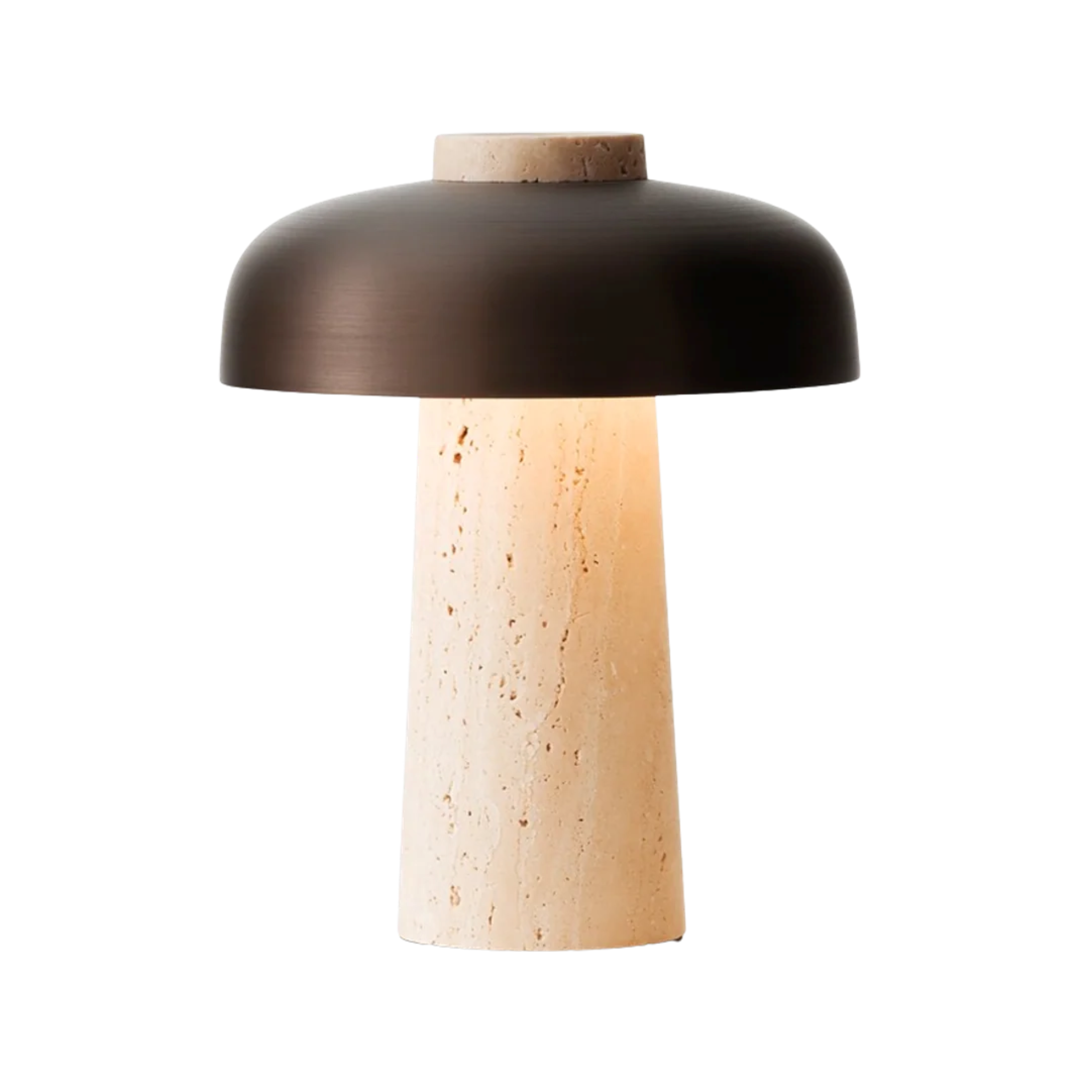 Portable Lamp REVERSE brown shade with stone base