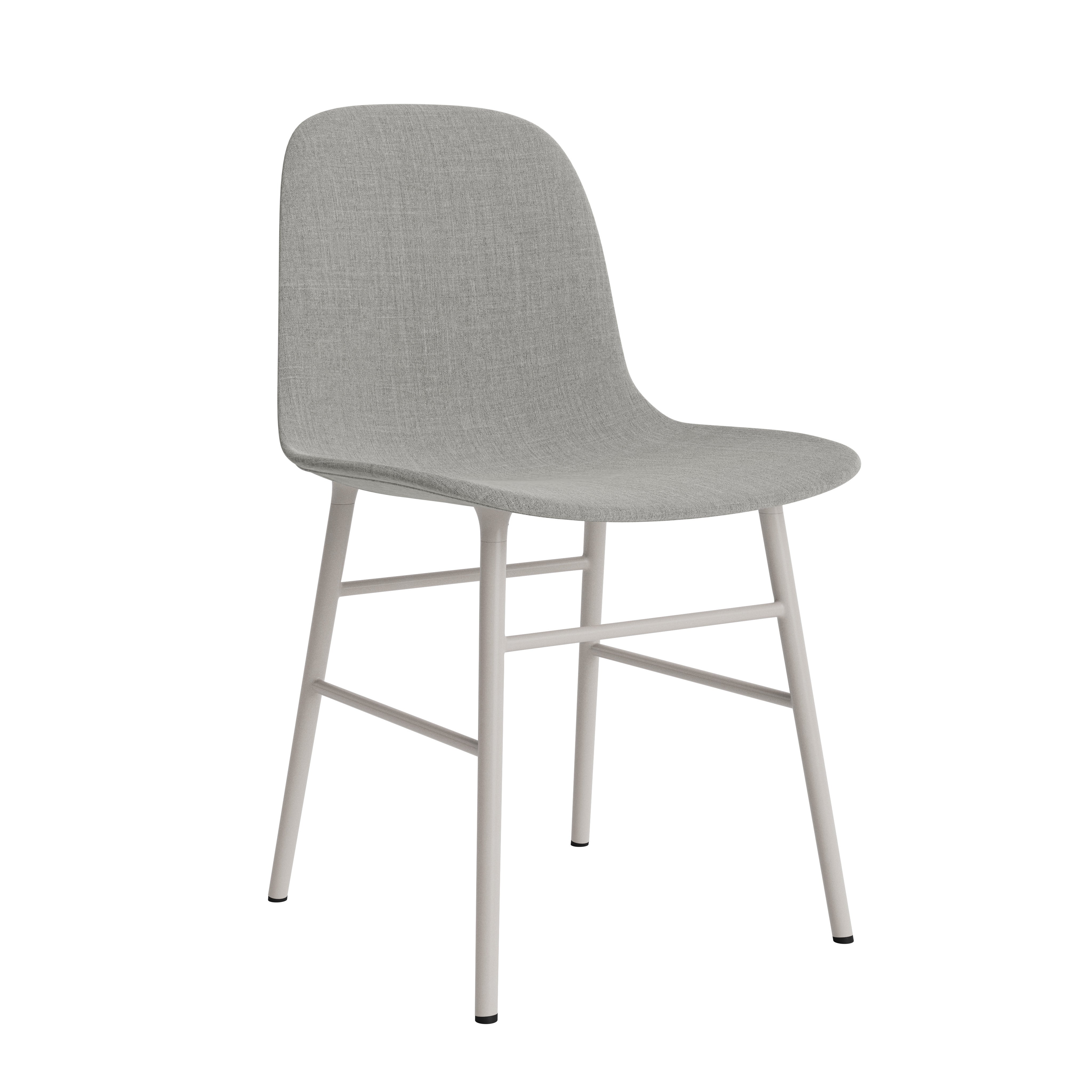 Upholstered chair forms with a warm gray base