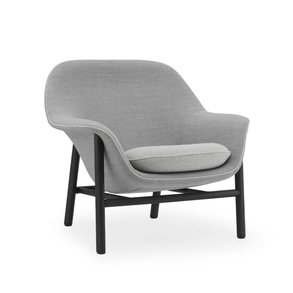 Drape Low armchair with a black oak base