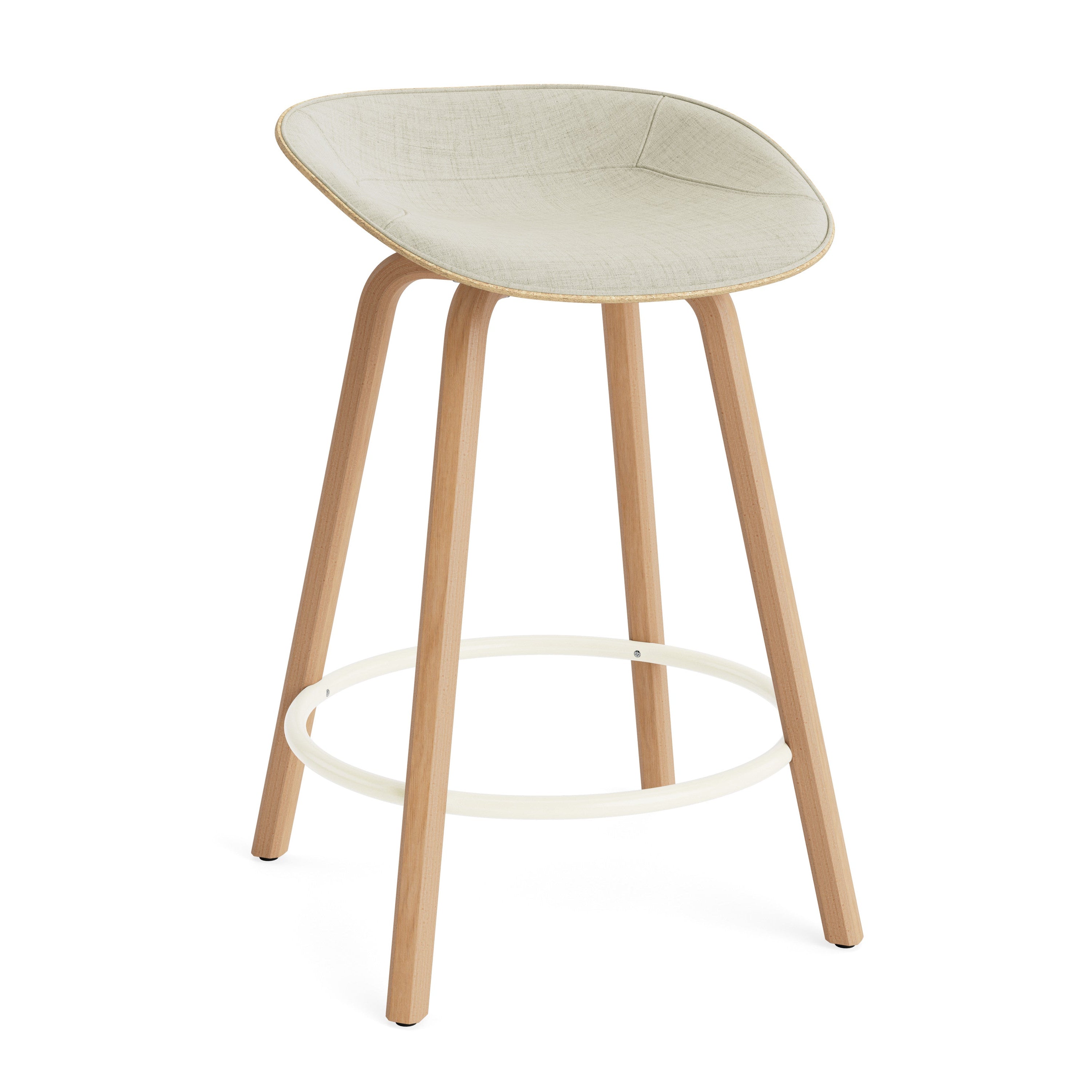 Gestoffeerde barkruk MAT beige met beukenhouten basis