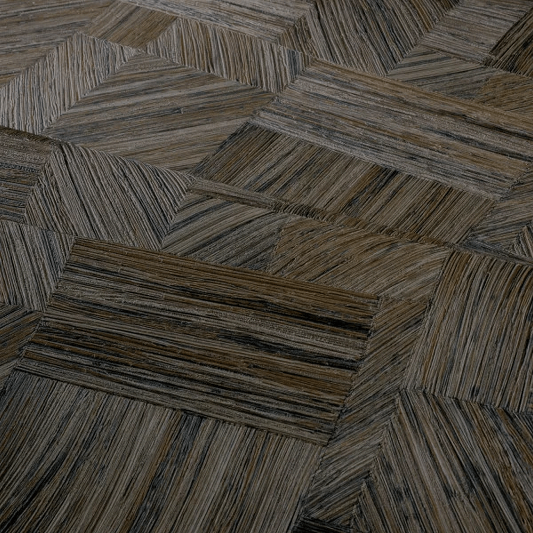 Geometric Structural Wallpaper Imitating Straw Patchwork IMBRICATION - ÉBÈNE Ebony