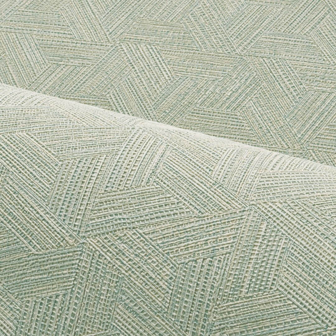 Geometrische Struktur-Tapete inspiriert von Bananenblatt LINDU - OPALINE hellgrün
