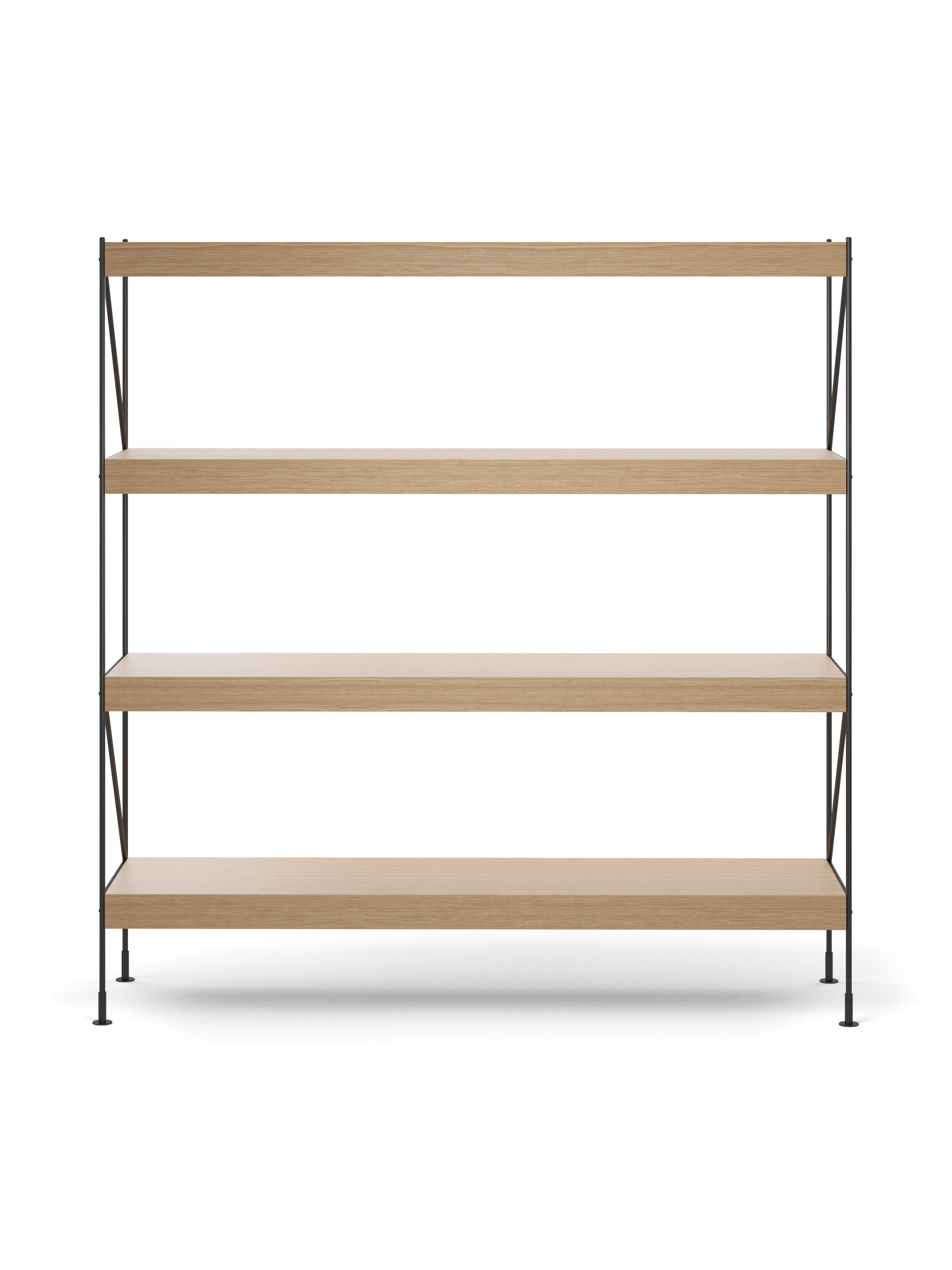 Regal ZET aus Eichenholz mit schwarzem Rahmen