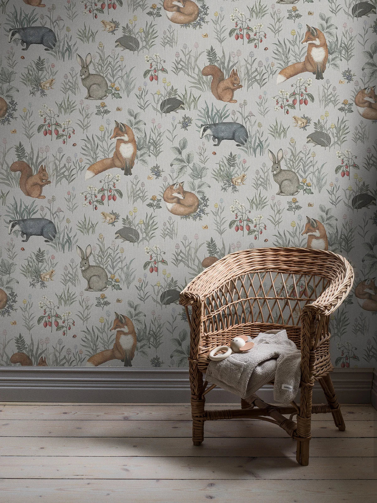 Muurschildering voor kinderen met dierenmotief FOREST FRIENDS blauw