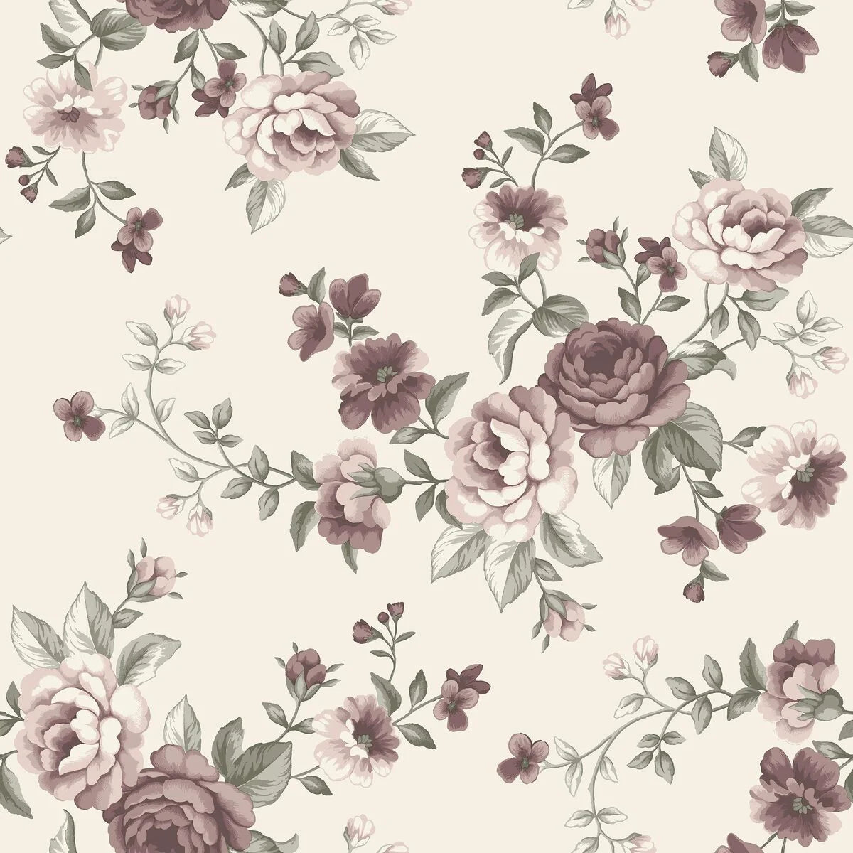 Tapete mit pflanzlichem Blumenmotiv NOMI beige