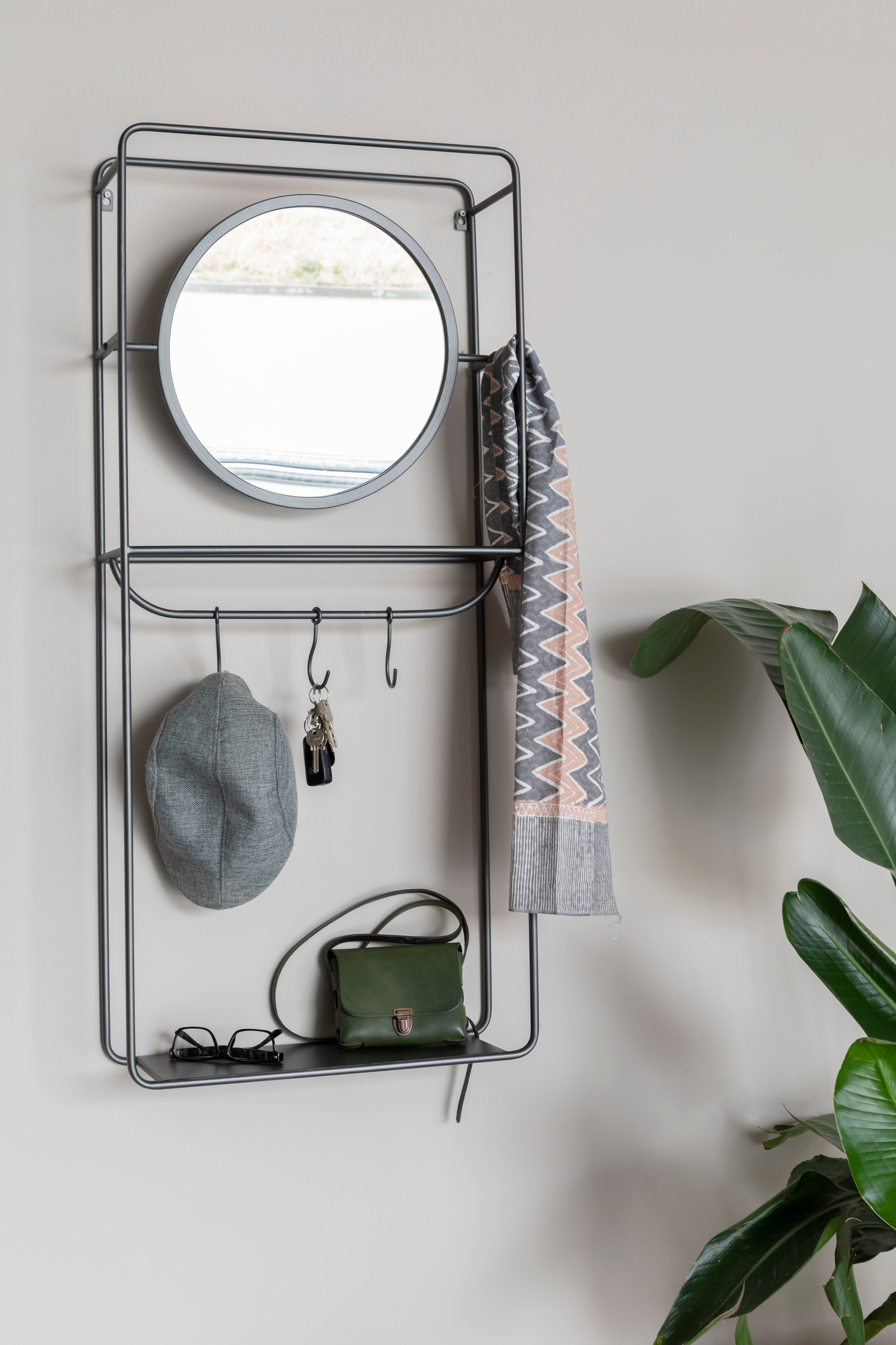 Wall-mounted coat rack with mirror DUCO black