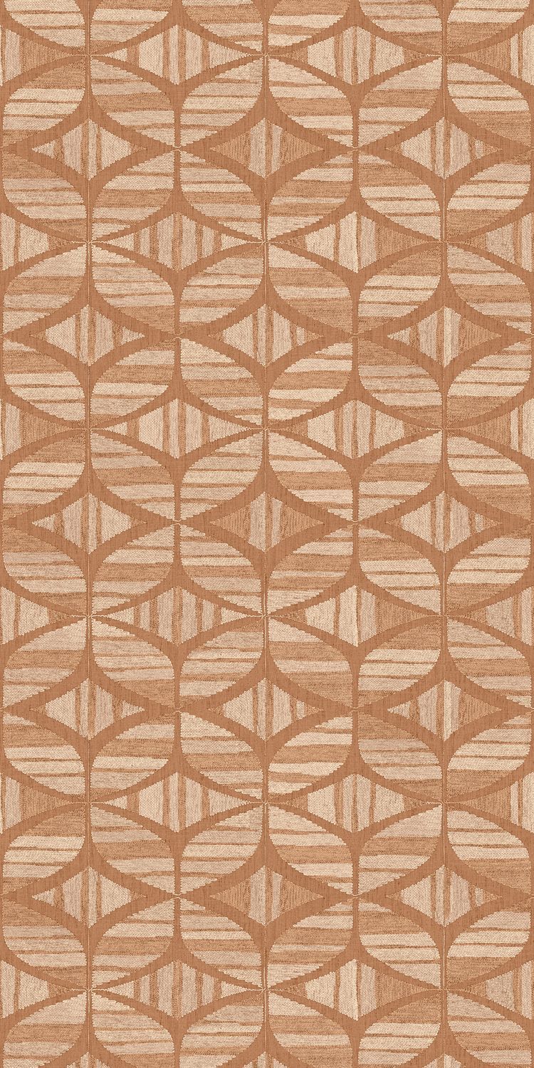 Structural wallpaper imitating embroidery with geometric pattern FILANDRA orange