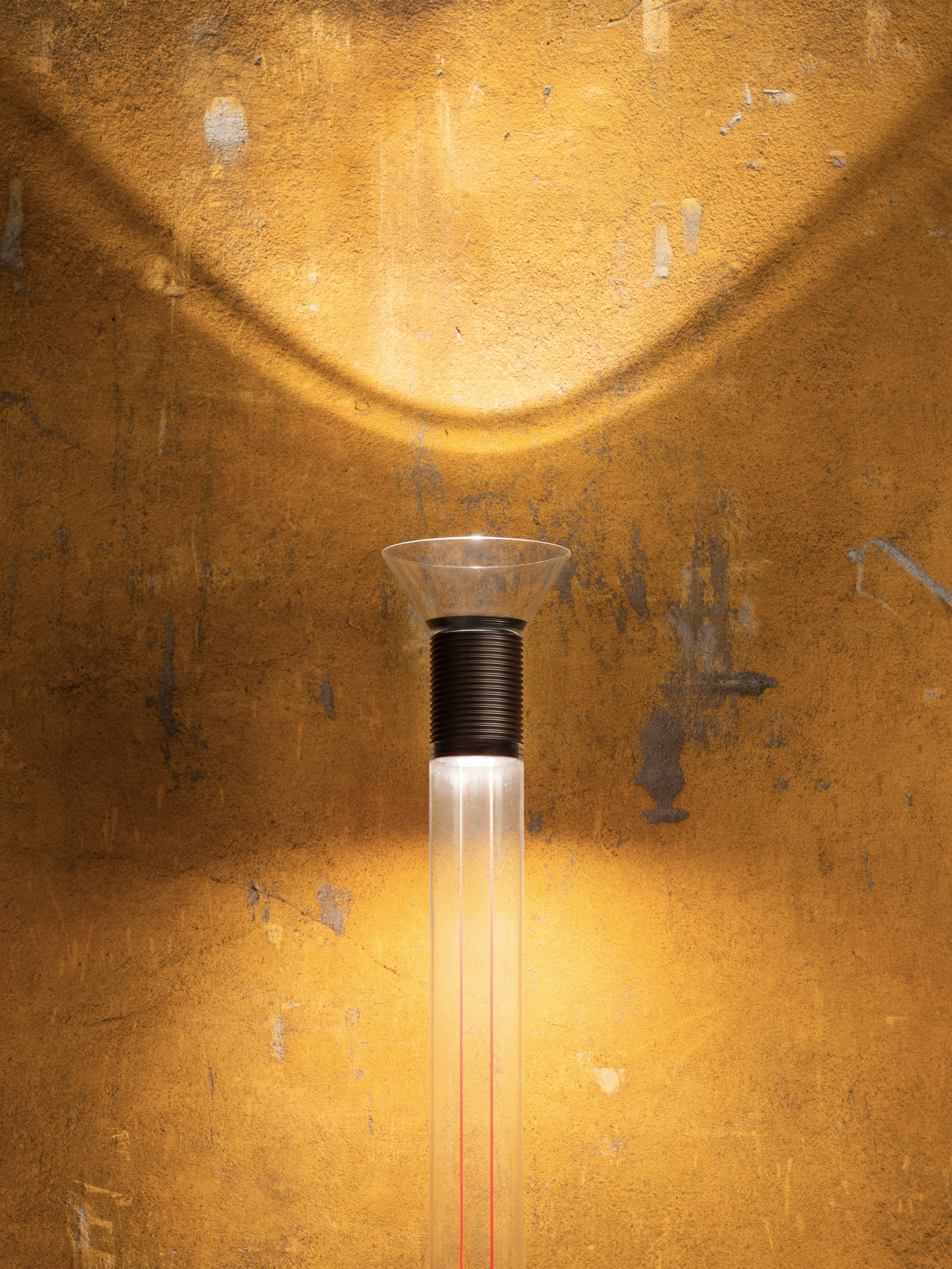 Vloerlamp DIA transparant met matte bruine elementen