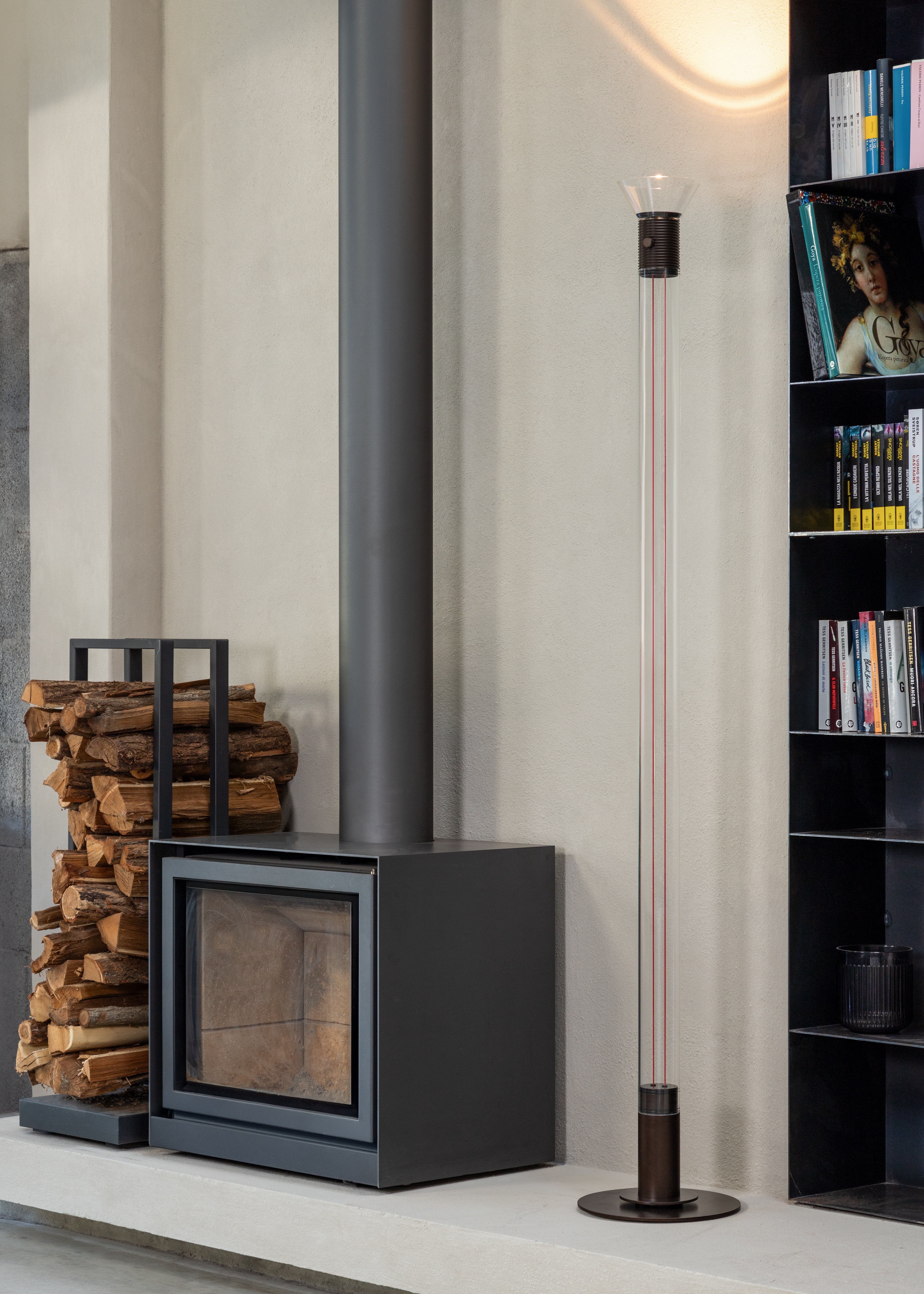Vloerlamp DIA transparant met matte bruine elementen