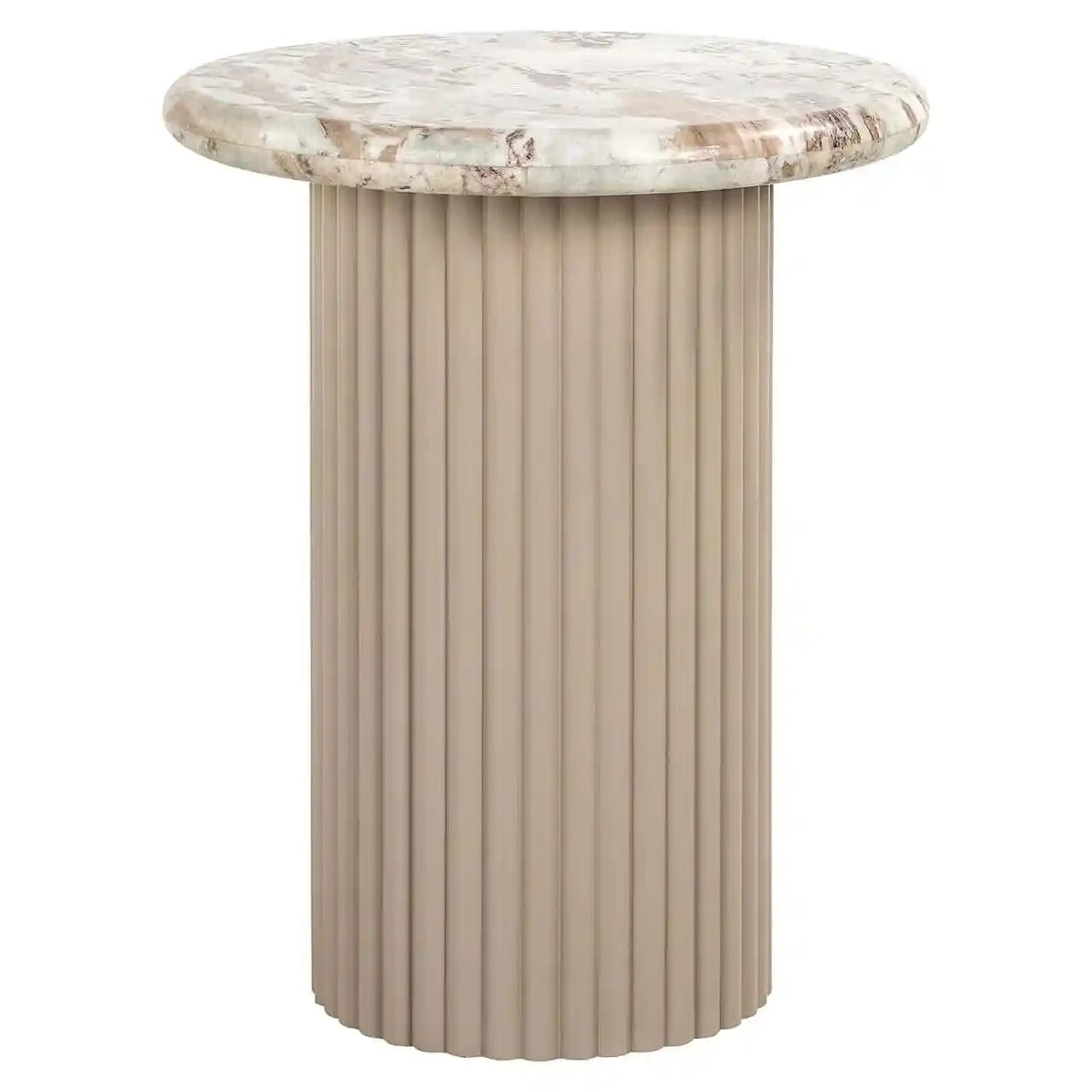 Beige CORONEL bijzettafel met marmeren blad