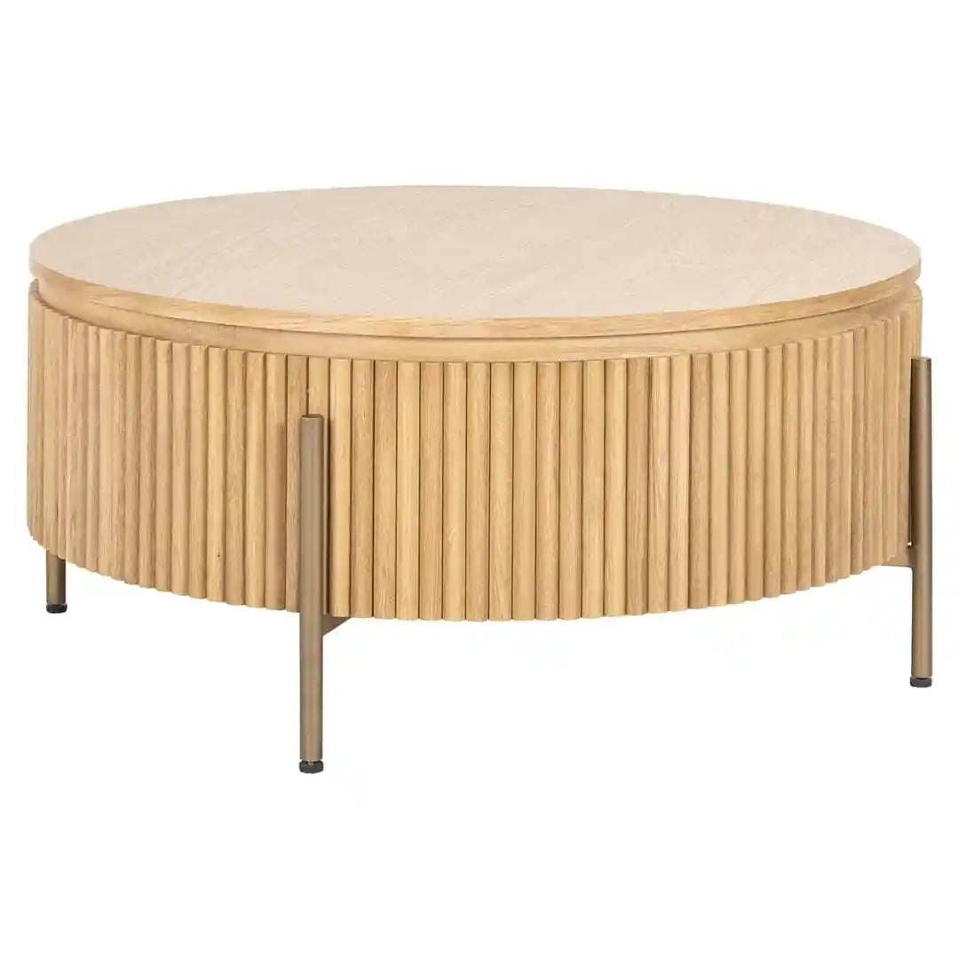 Round coffee table BELFORT oak veneer