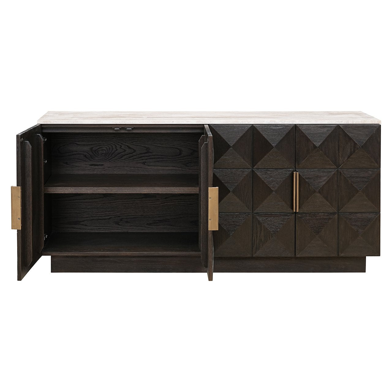 4-door CLAREMONT chest of drawers brown with beige top