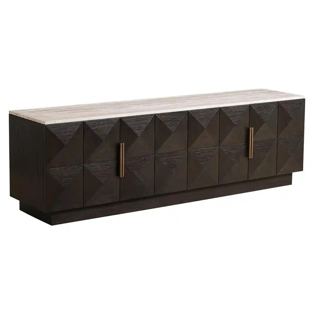 RTV-Sideboard CLAREMONT braun mit beigem Tischplatte
