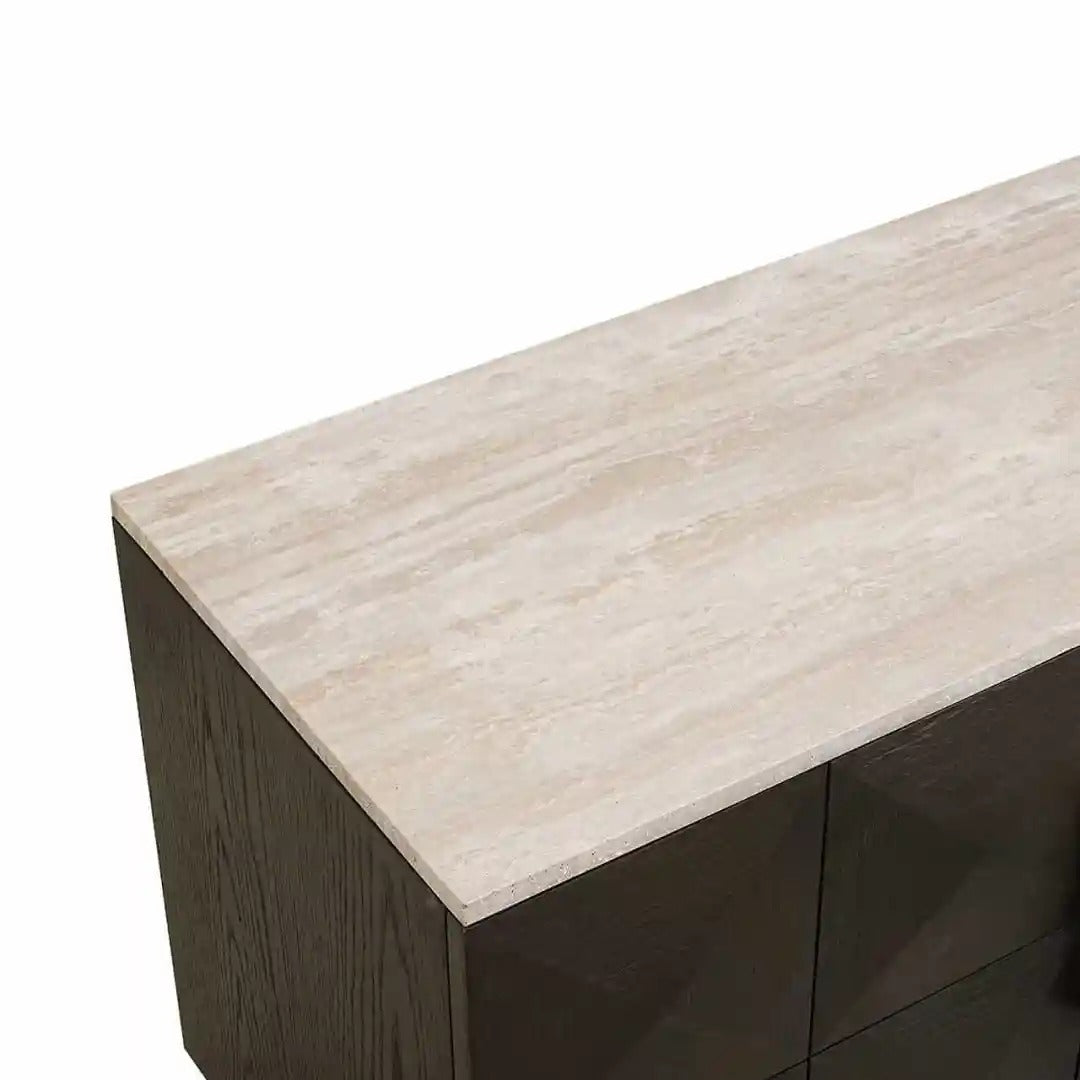 RTV-Sideboard CLAREMONT braun mit beigem Tischplatte