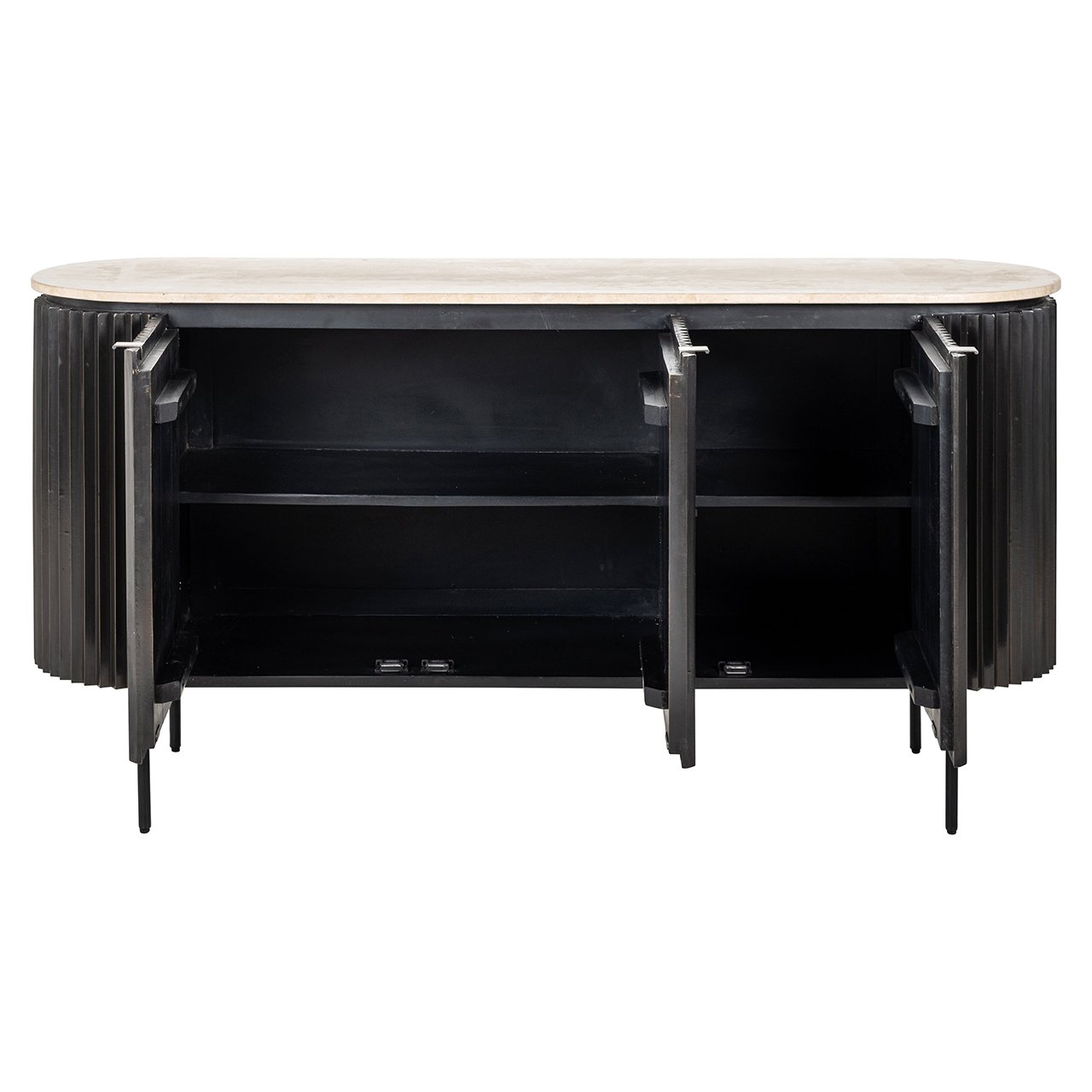 HAMPTON black sideboard with a travertine top