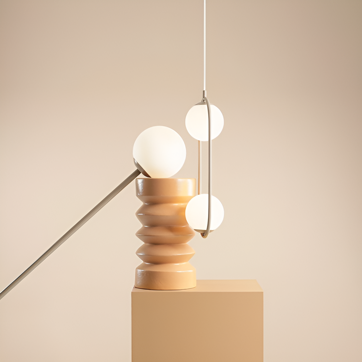 Riva Duo beige hanging lamp