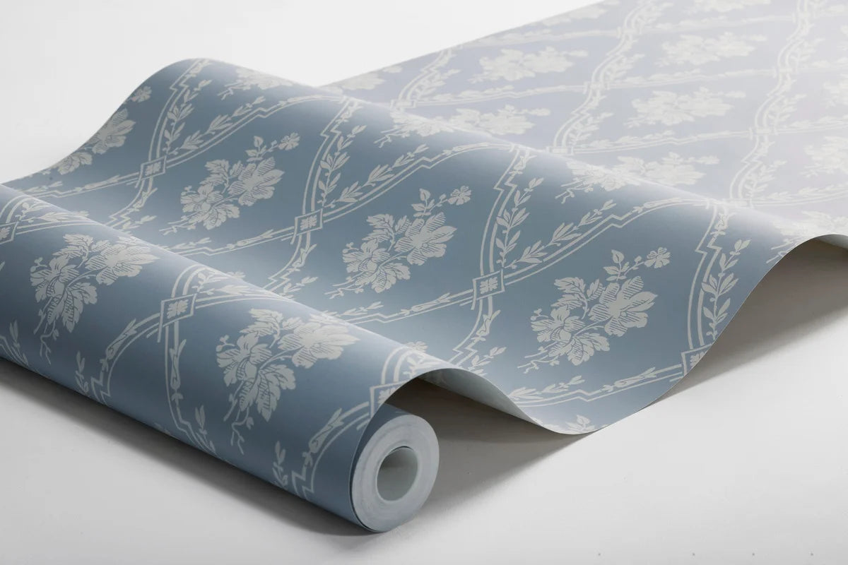 Vliesbehang met plantaal patroon VÄSTIGÅRN blauw