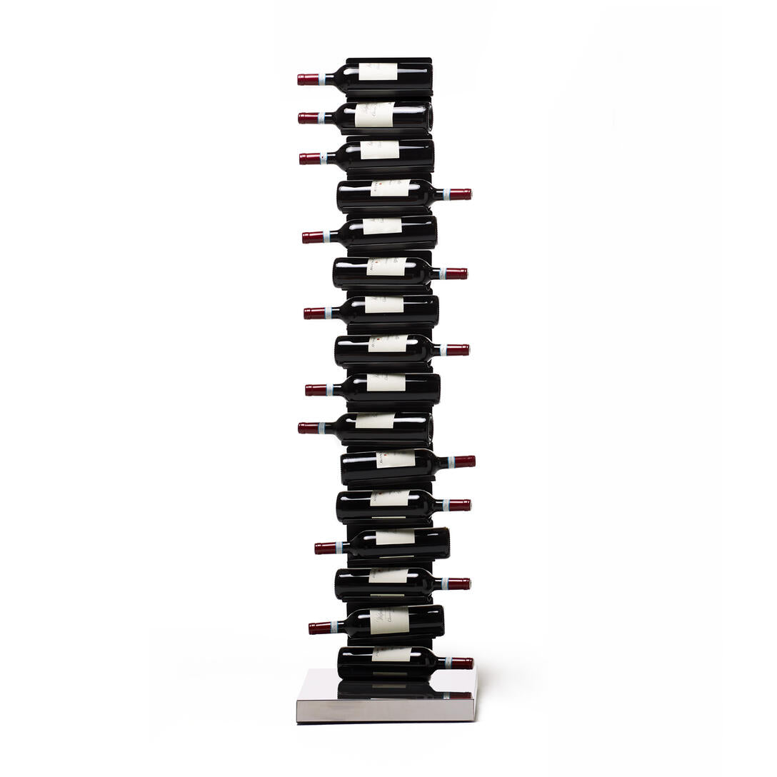 PTOLOMEO VINO wine rack black with a steel base