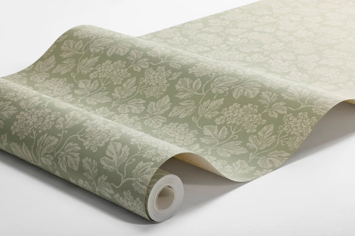 Vliesbehang van papier met plantaal patroon HAGTORN groen