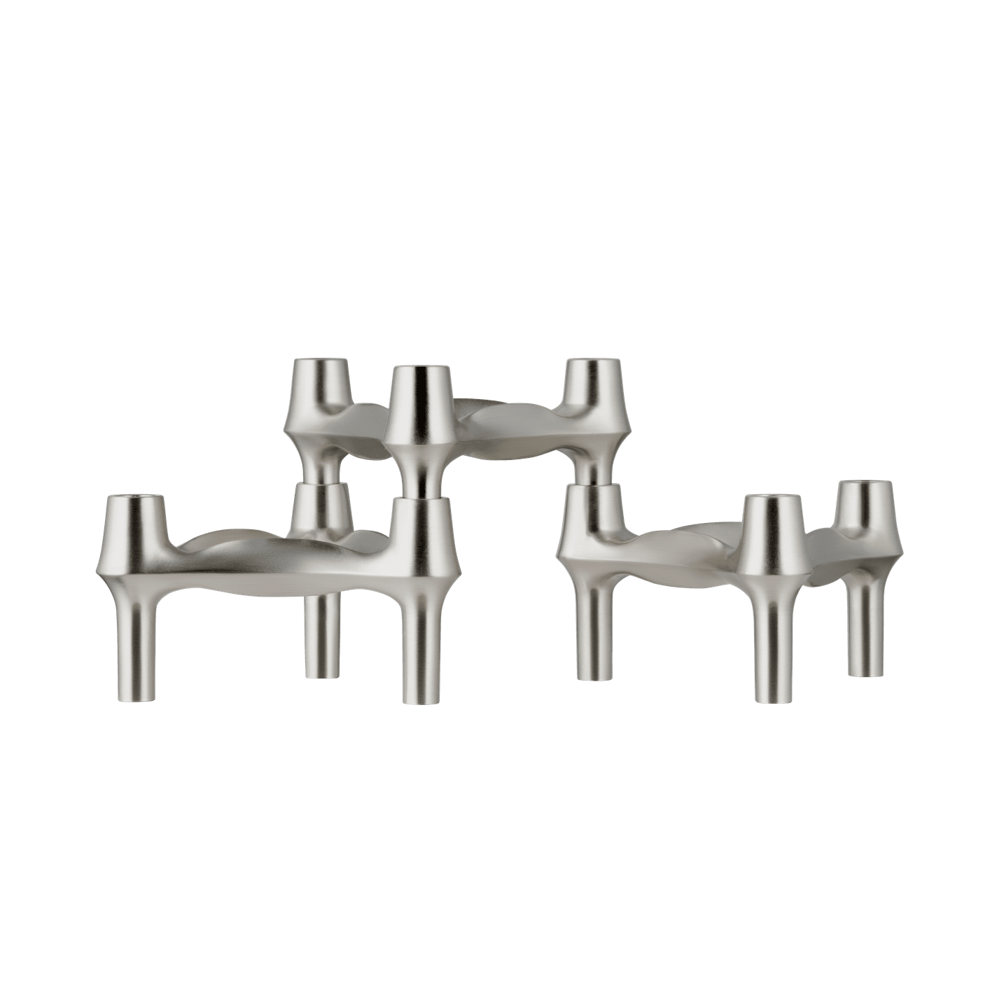 BMF Brushed Chrome Candle Holder Set