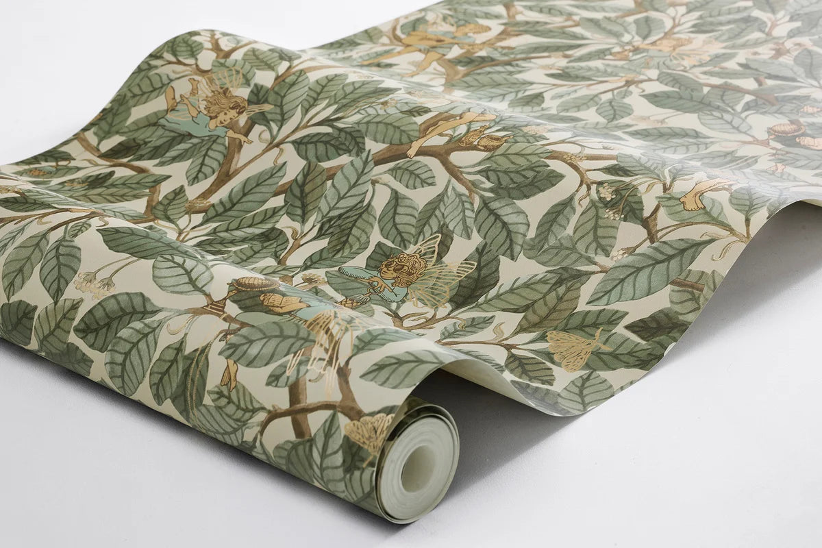 Kinderbehang met een sprookjesachtig feeënmotief GROEN