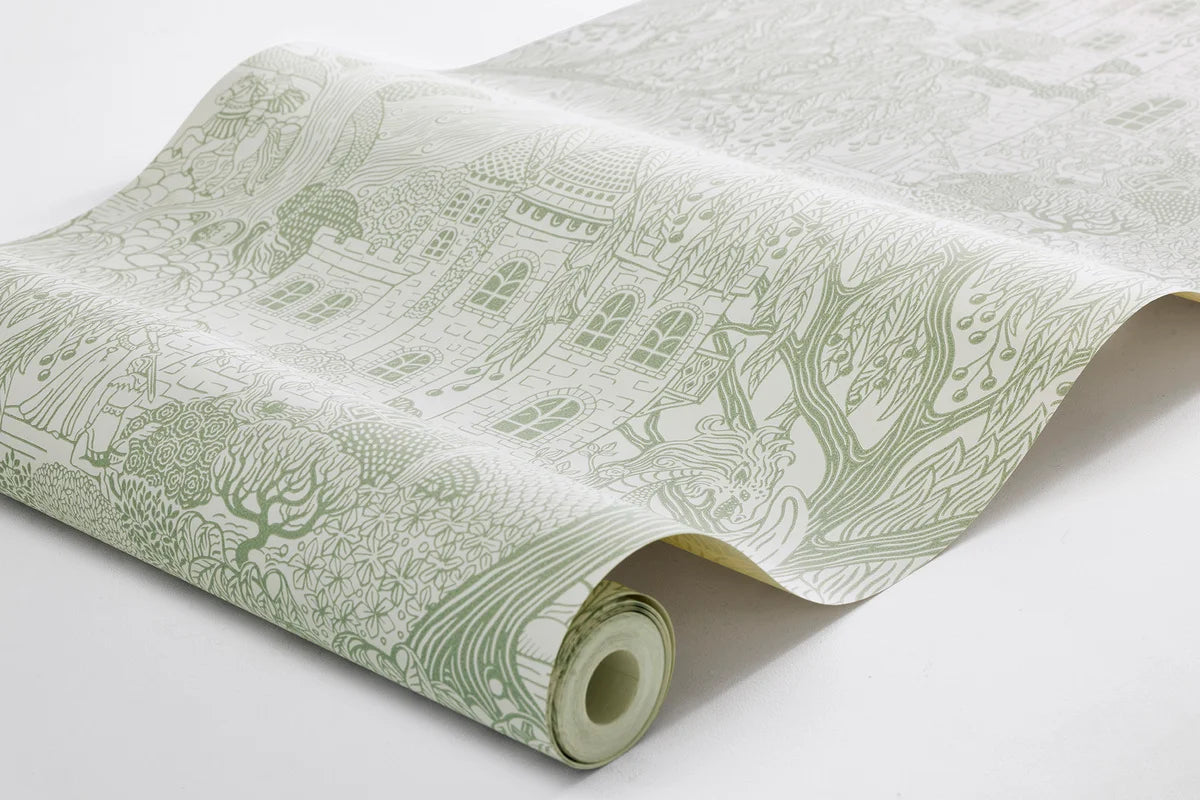 Kinderbehang met een sprookjesmotief KONINKRIJK VAN DE WEIDE groen