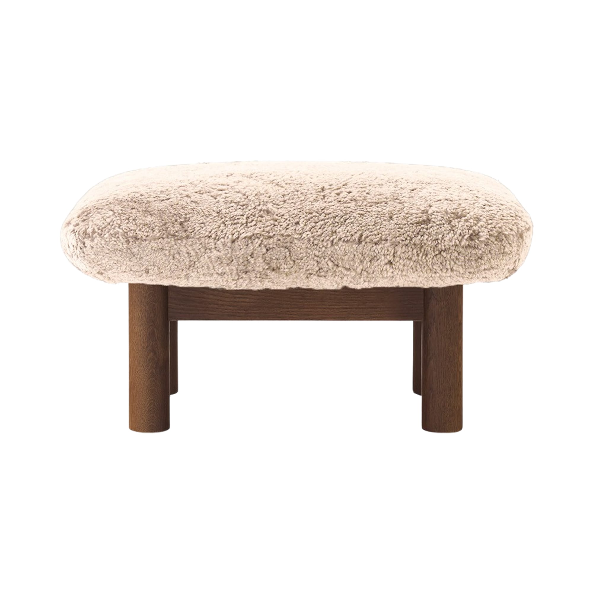 BRASILIA Footrest sheepskin with dark oak base