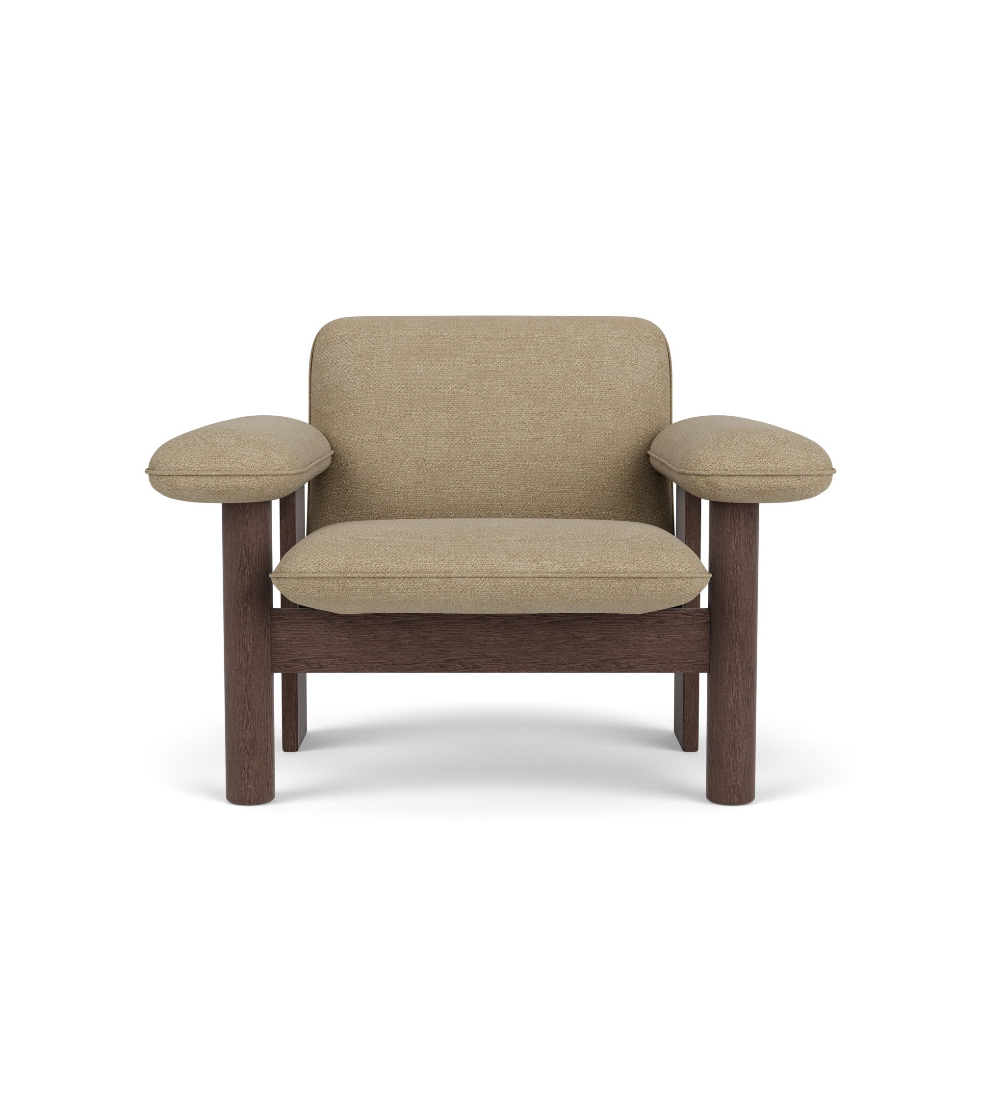 Sessel BRASILIA beige mit dunklem Eichenfuß