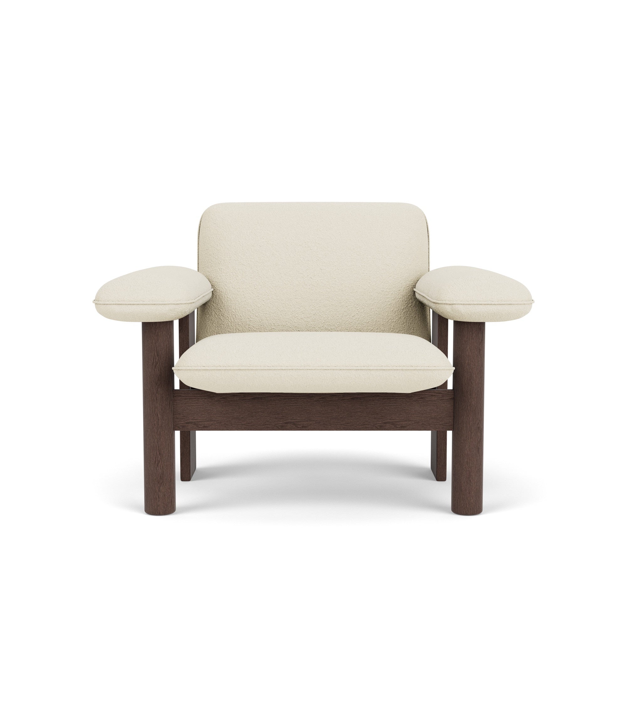 BRASILIA cream armchair with dark oak base