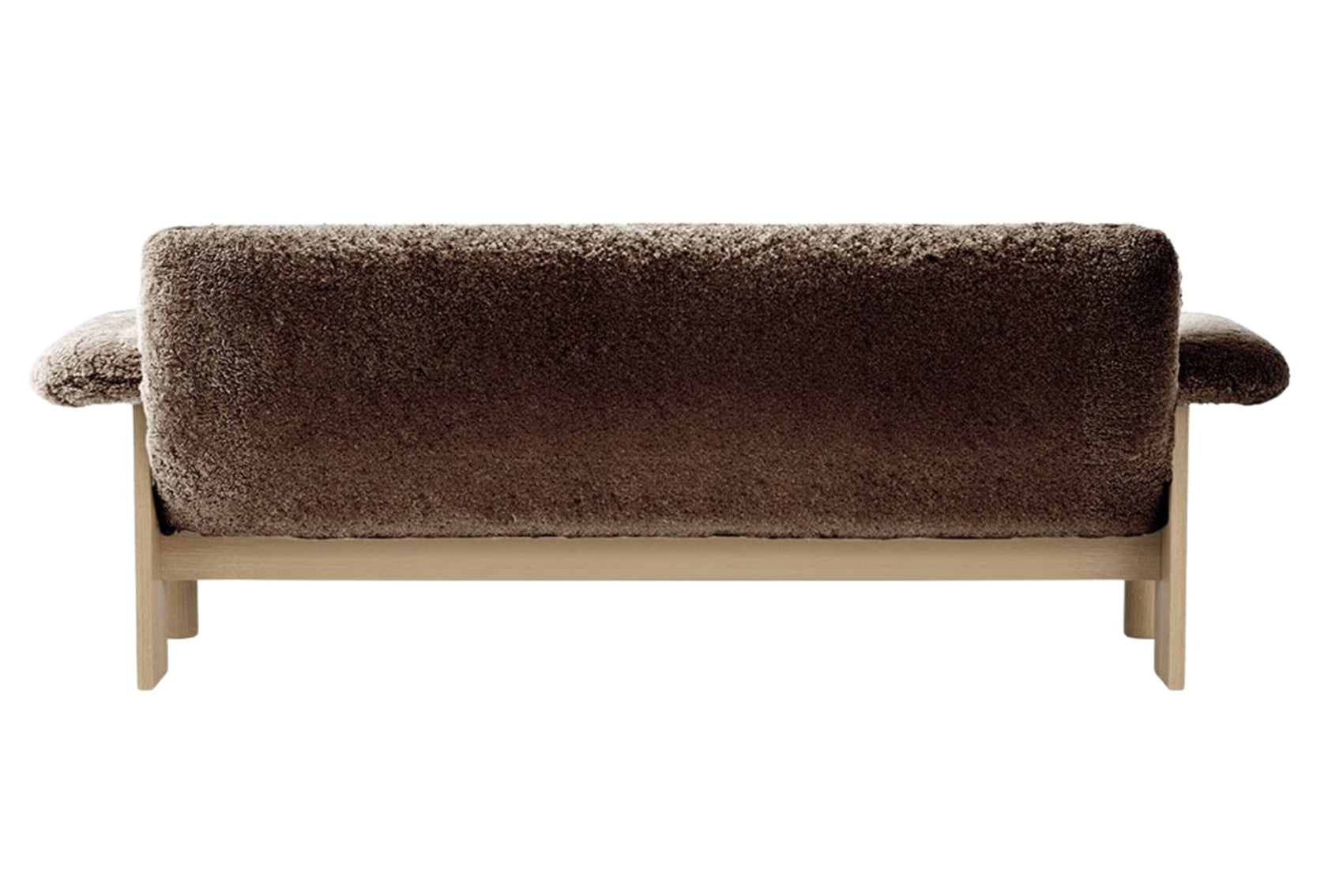 Sofa BRASILIA bruin schapenleer met eiken basis