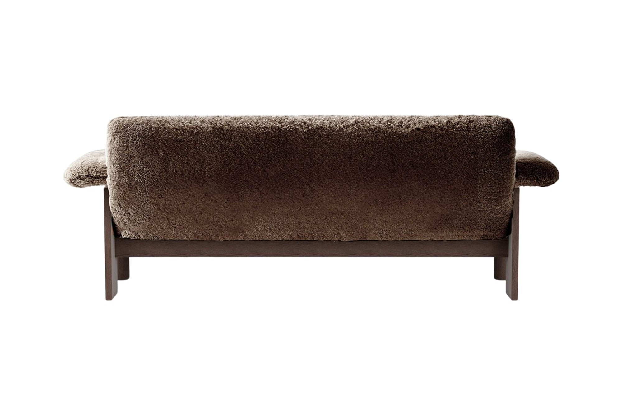 BRASILIA Sofa brown sheepskin with dark oak base