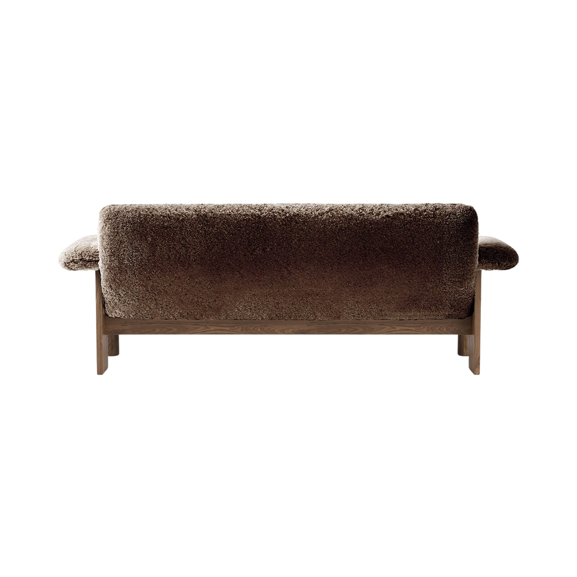 BRASILIA Sofa brown sheepskin with walnut base