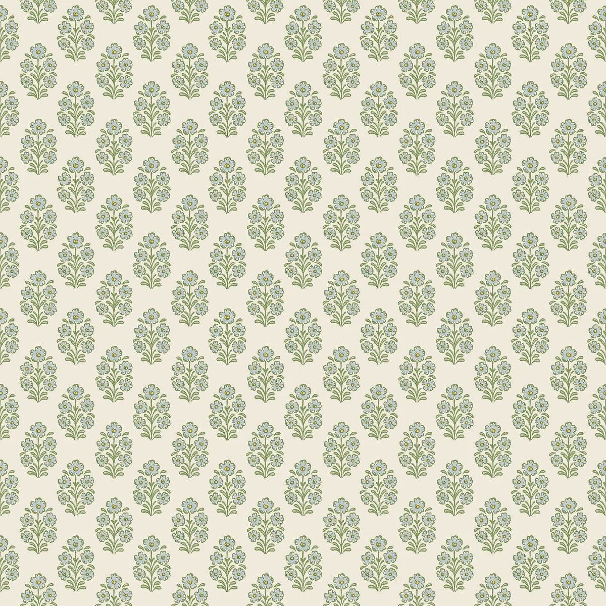 Tapete mit floralem Muster SIBYLLA cremefarben mit Blau
