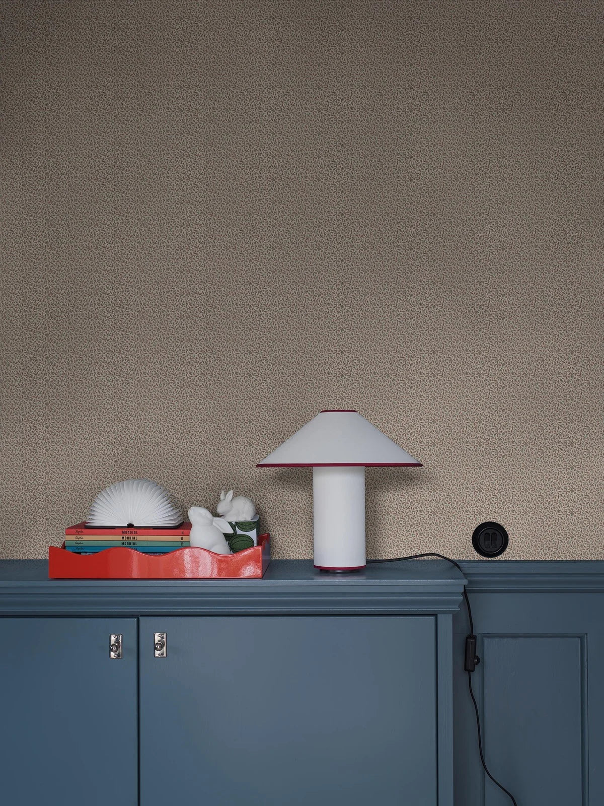 Beige wandtapijt met plantenmotief IDA bruin met wit