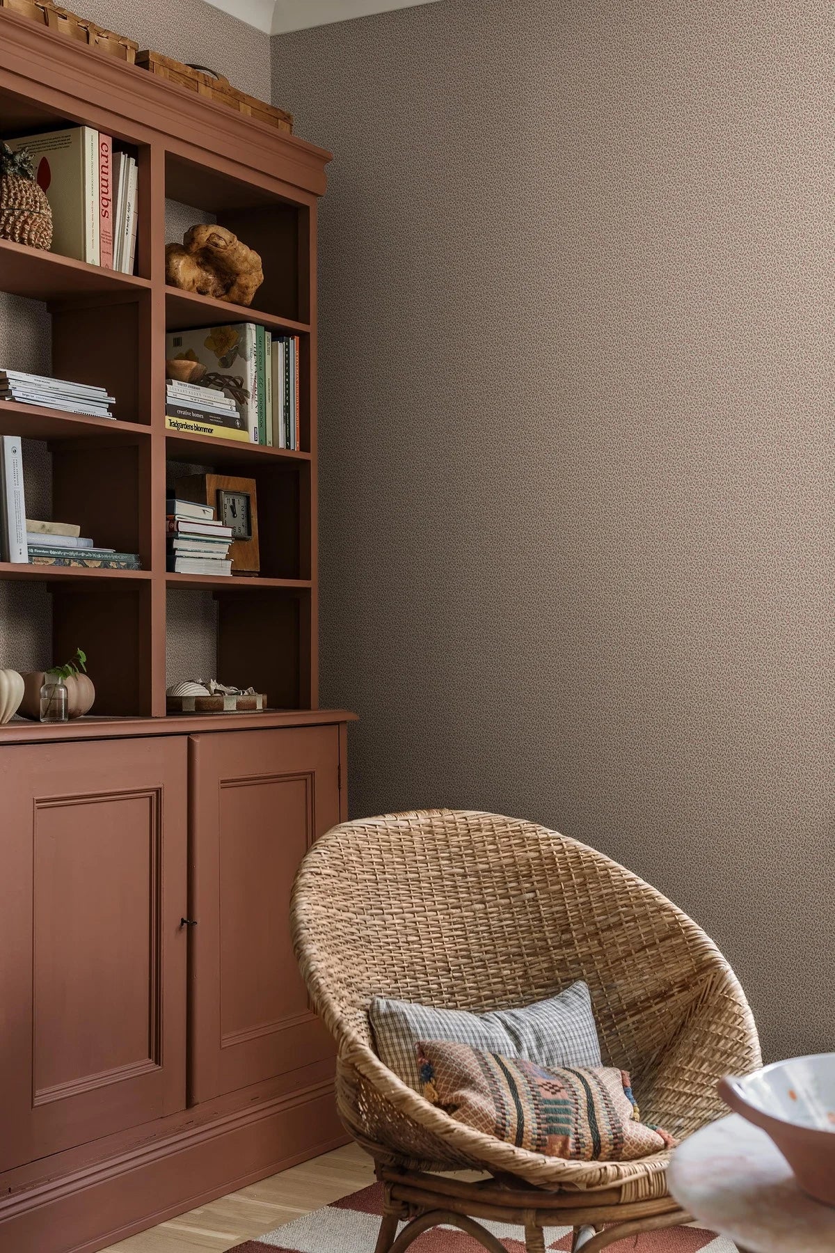 Beige wandtapijt met plantenmotief IDA bruin met wit