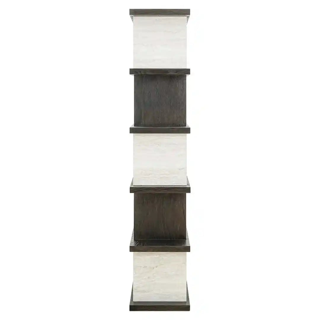 WALDORF shelf dark brown wood and stone