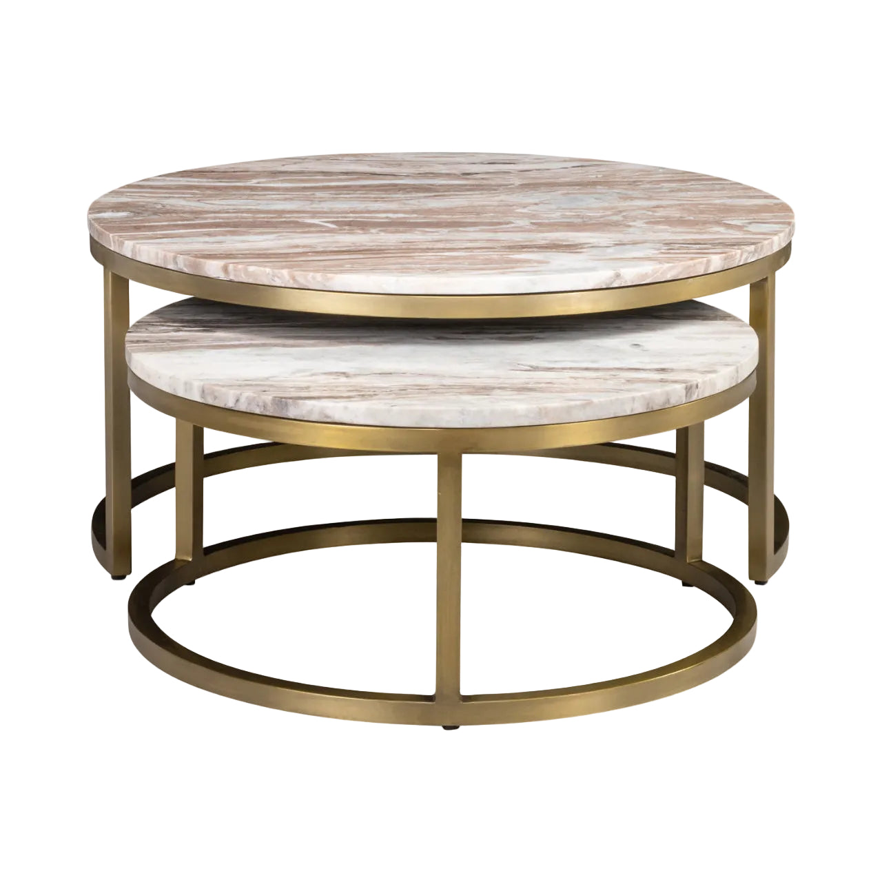 Set van salontafels BOTTEGA goud met marmeren blad