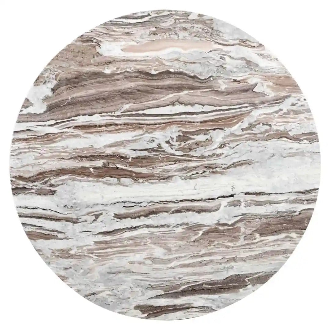Runder Tisch OBEROY Marmor mit braunem Mangoholz
