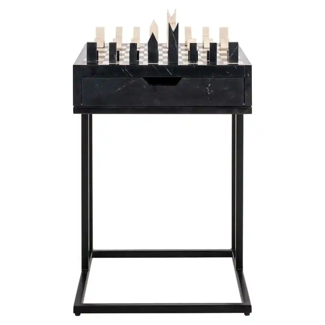 Zijtafel met ingebouwde schaakbord DAVOS zwart