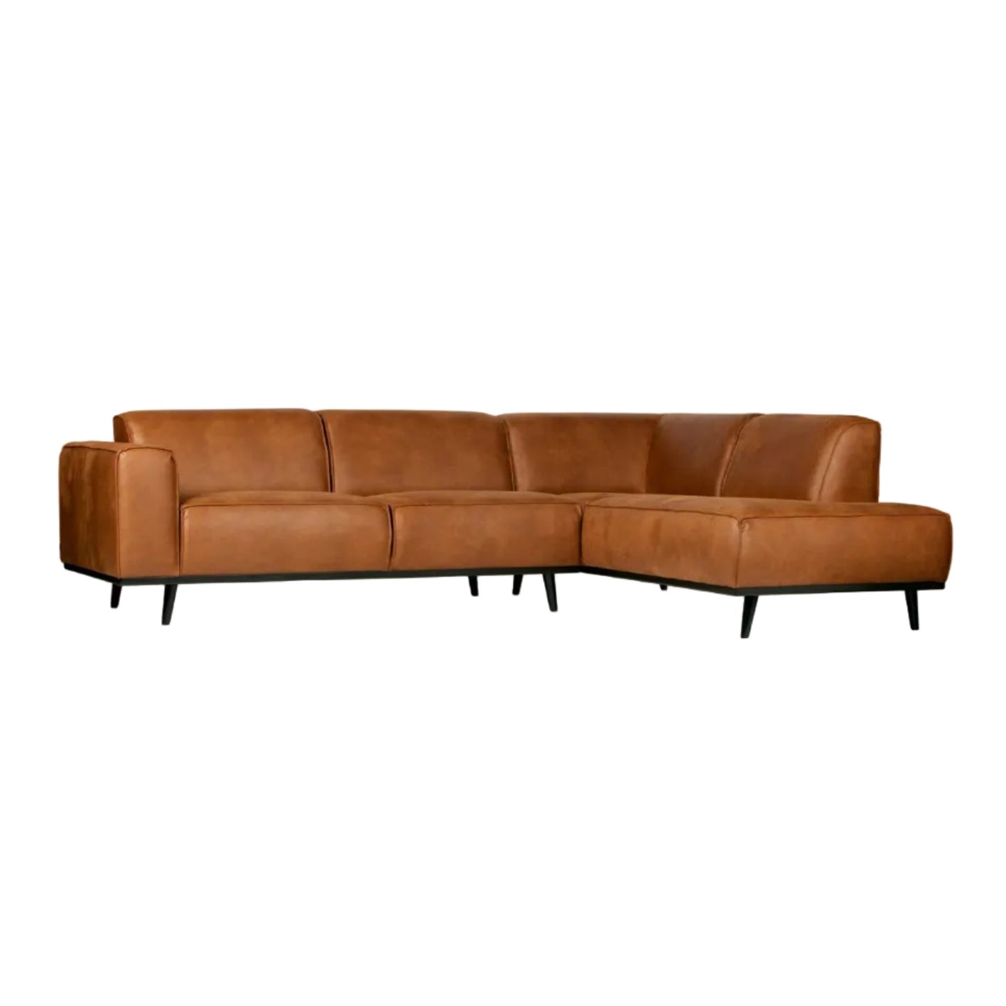 Right-facing Corner Sofa STATEMENT in Cognac Leather