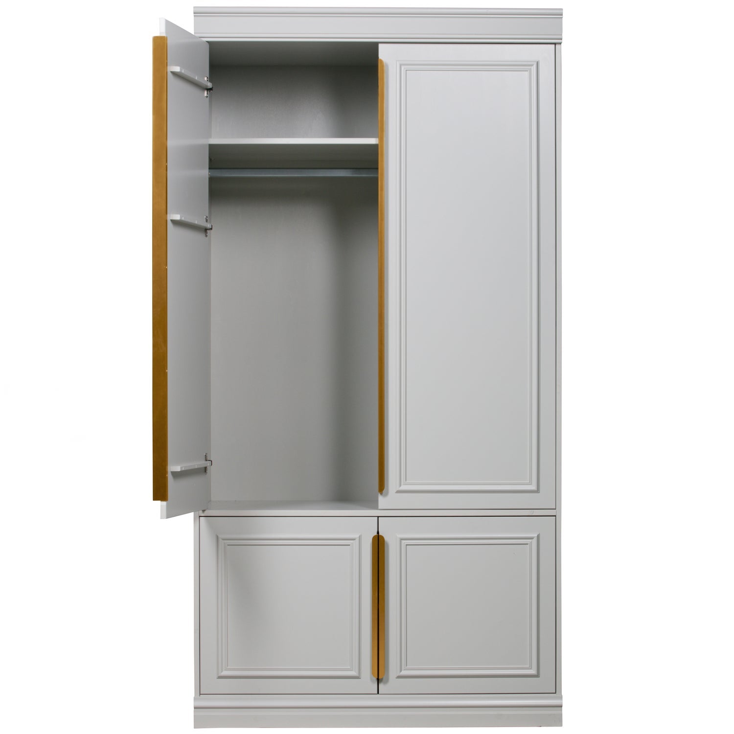 Kast met stang ORGANIZE lichtgrijs met antiek goud