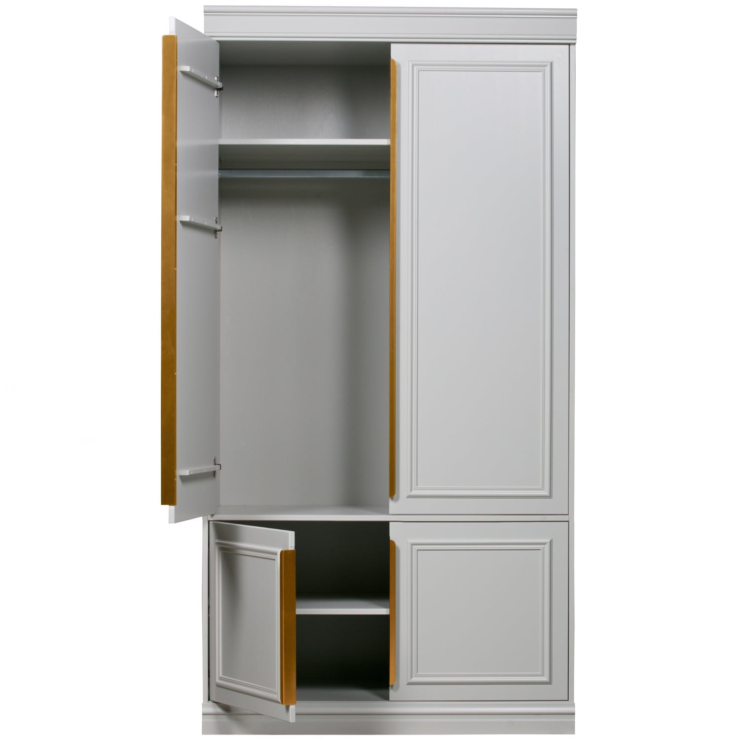 Kast met stang ORGANIZE lichtgrijs met antiek goud