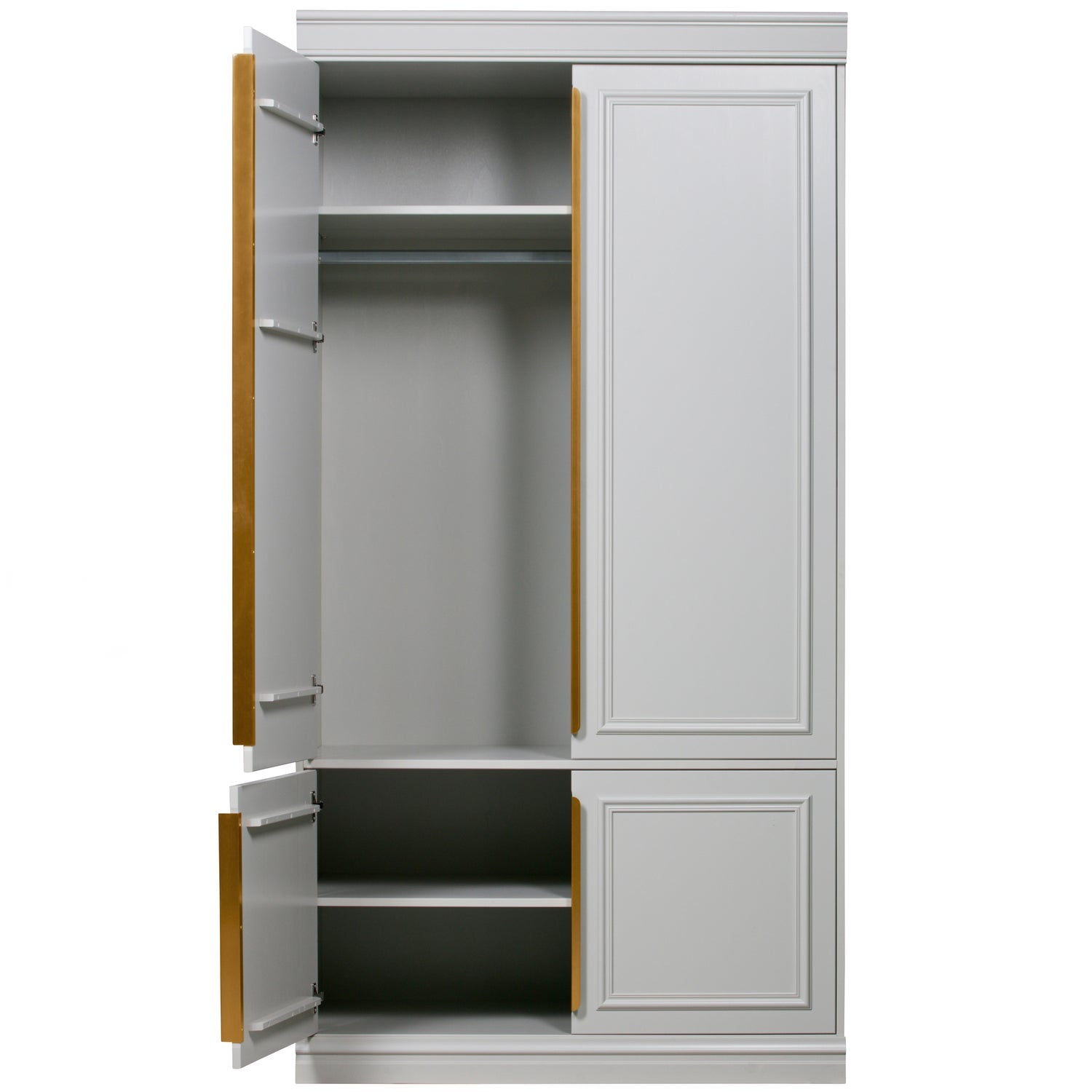 Kast met stang ORGANIZE lichtgrijs met antiek goud